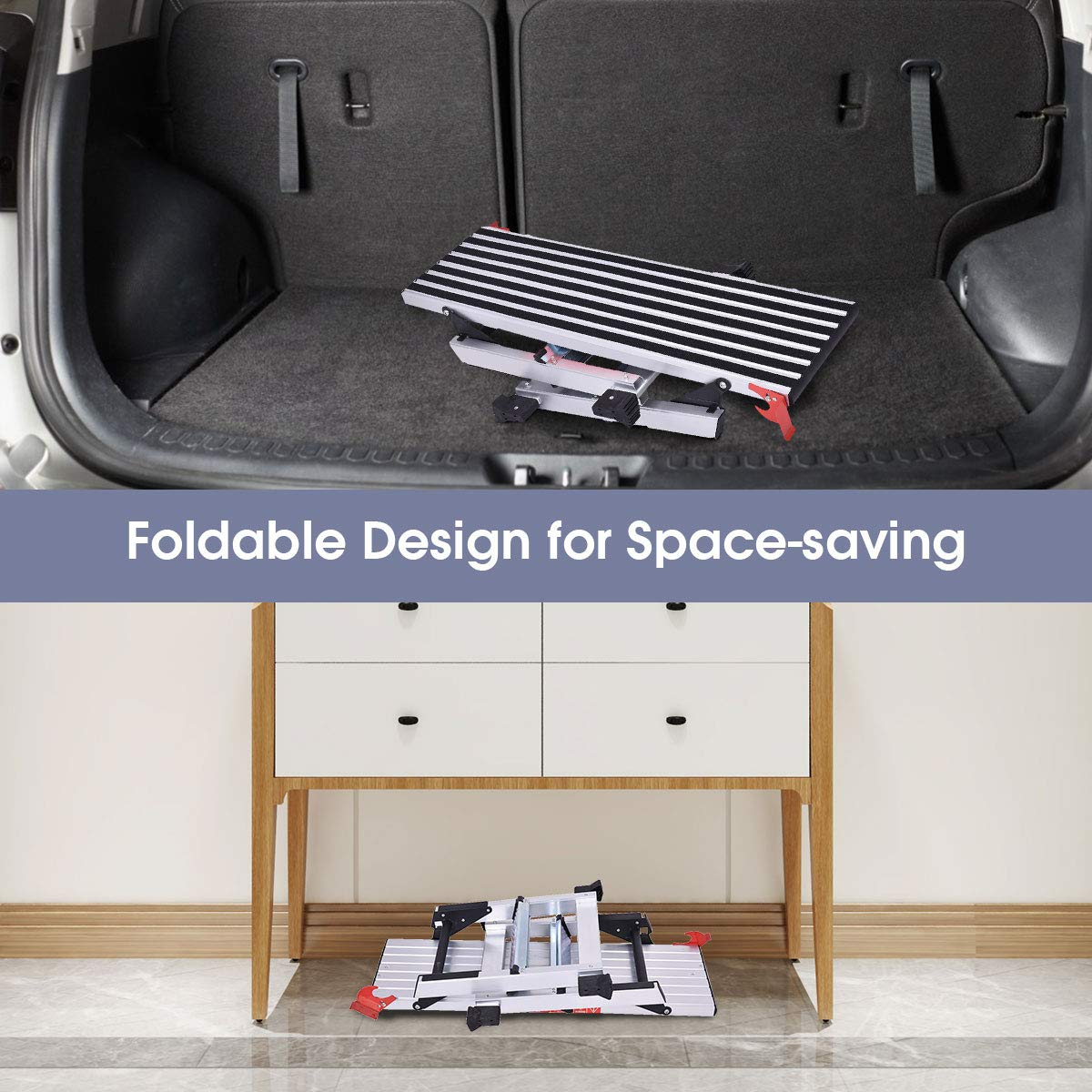 Giantex Aluminum Platform Non-Slip Folding Work Bench Drywall Stool Ladder 330lbs Capacity