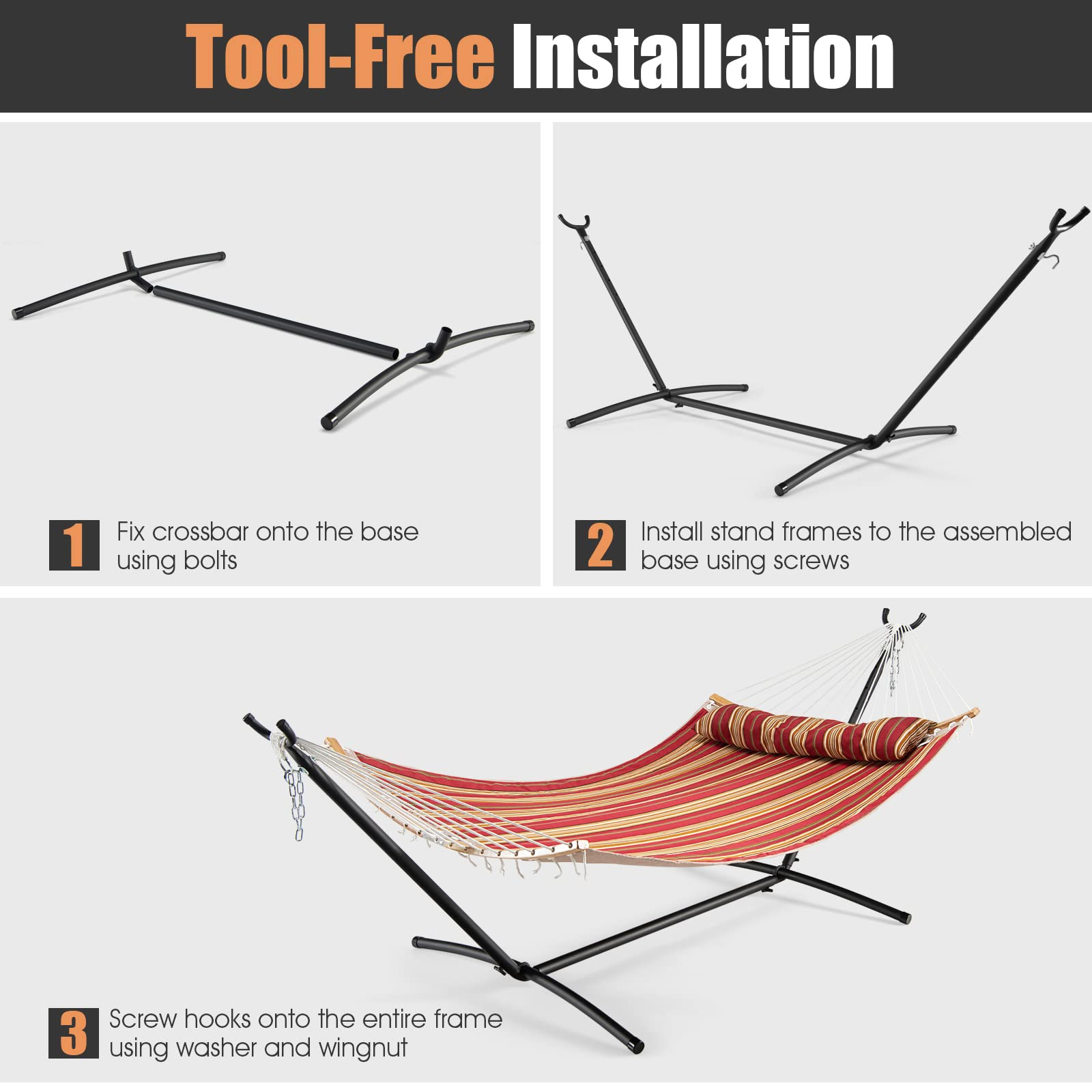Giantex Hammock Stand 2-Person Heavy-Duty Hammock Frame with Storage Bag