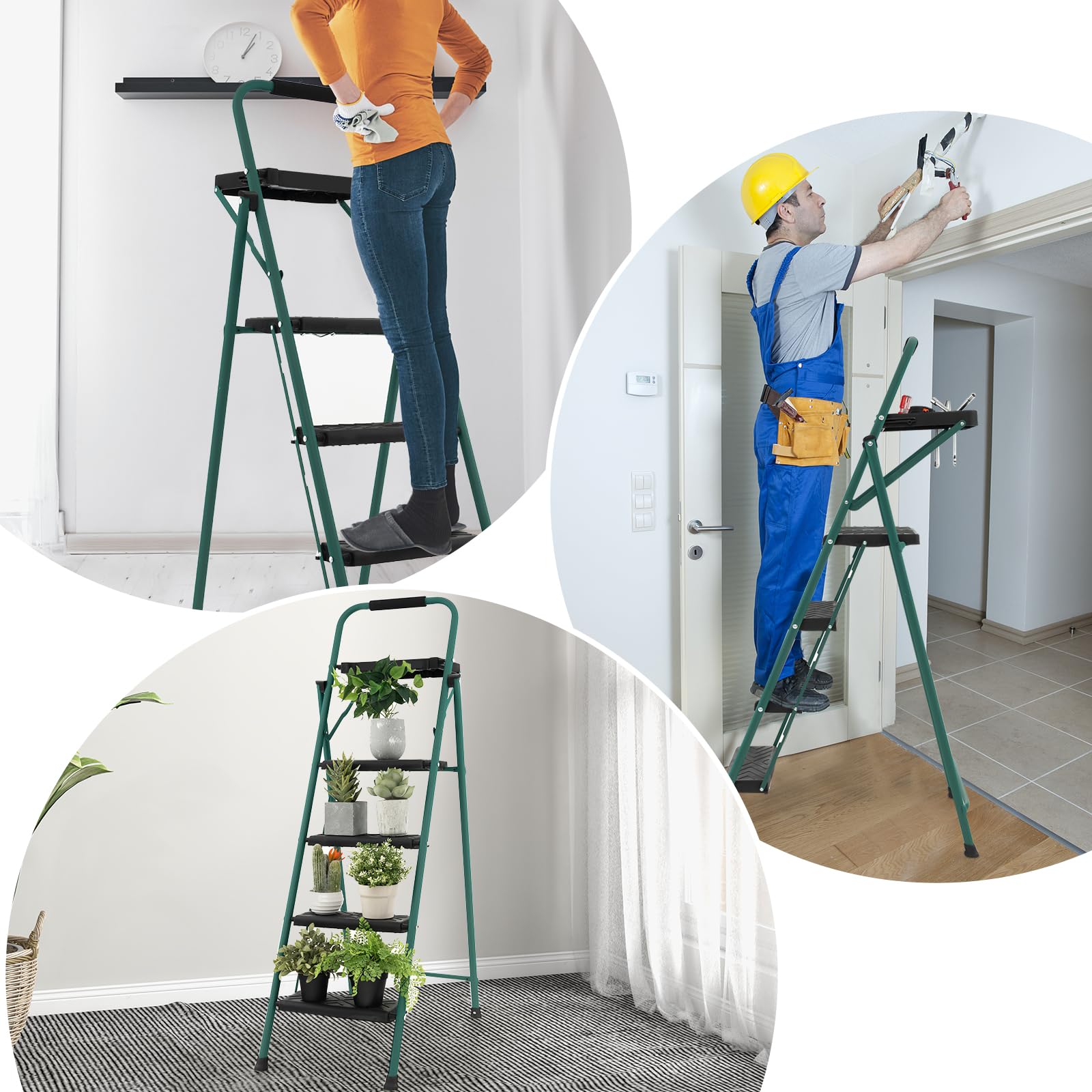 Giantex 4 Step Ladder with Utility Tray, Folding Step Stool with Anti-Slip Footpads