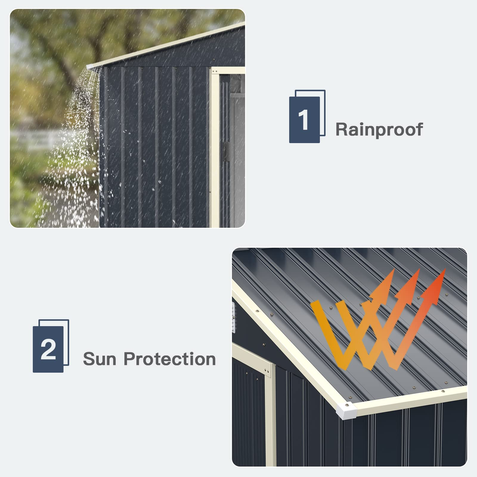 Outdoor Storage Shed with Double Sliding Door