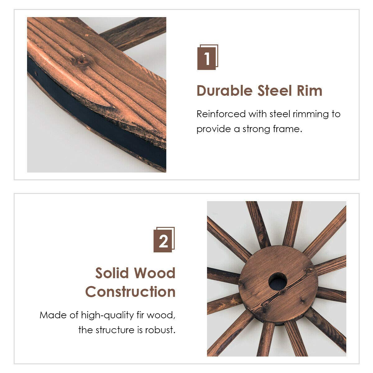 Giantex 30-Inch Set of Two Decorative Wooden Wheel