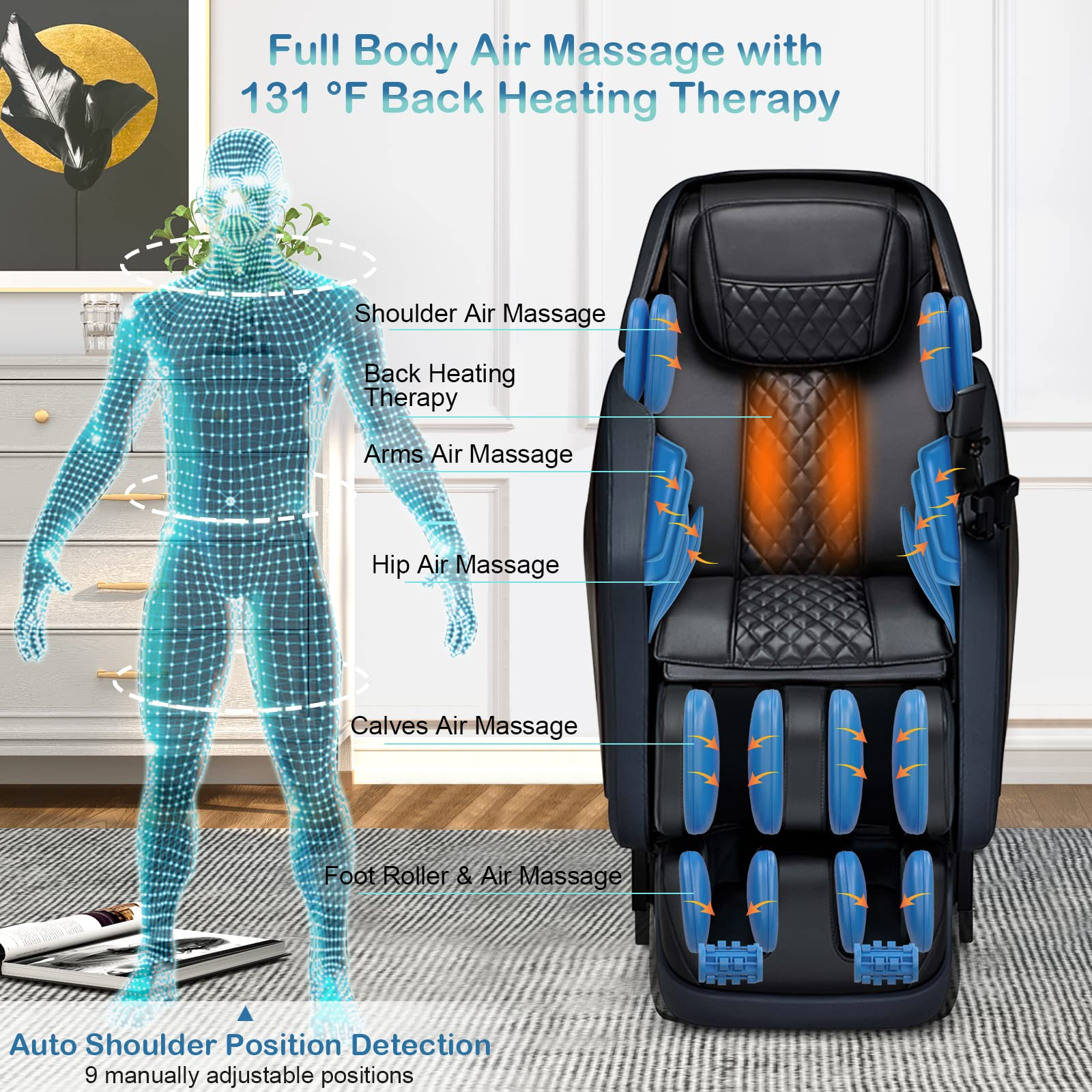 Giantex Full Body Massage Chair 3D, Thai Yoga Stretch SL Track Zero Gravity Massage Recliner w/Air Cell Massage