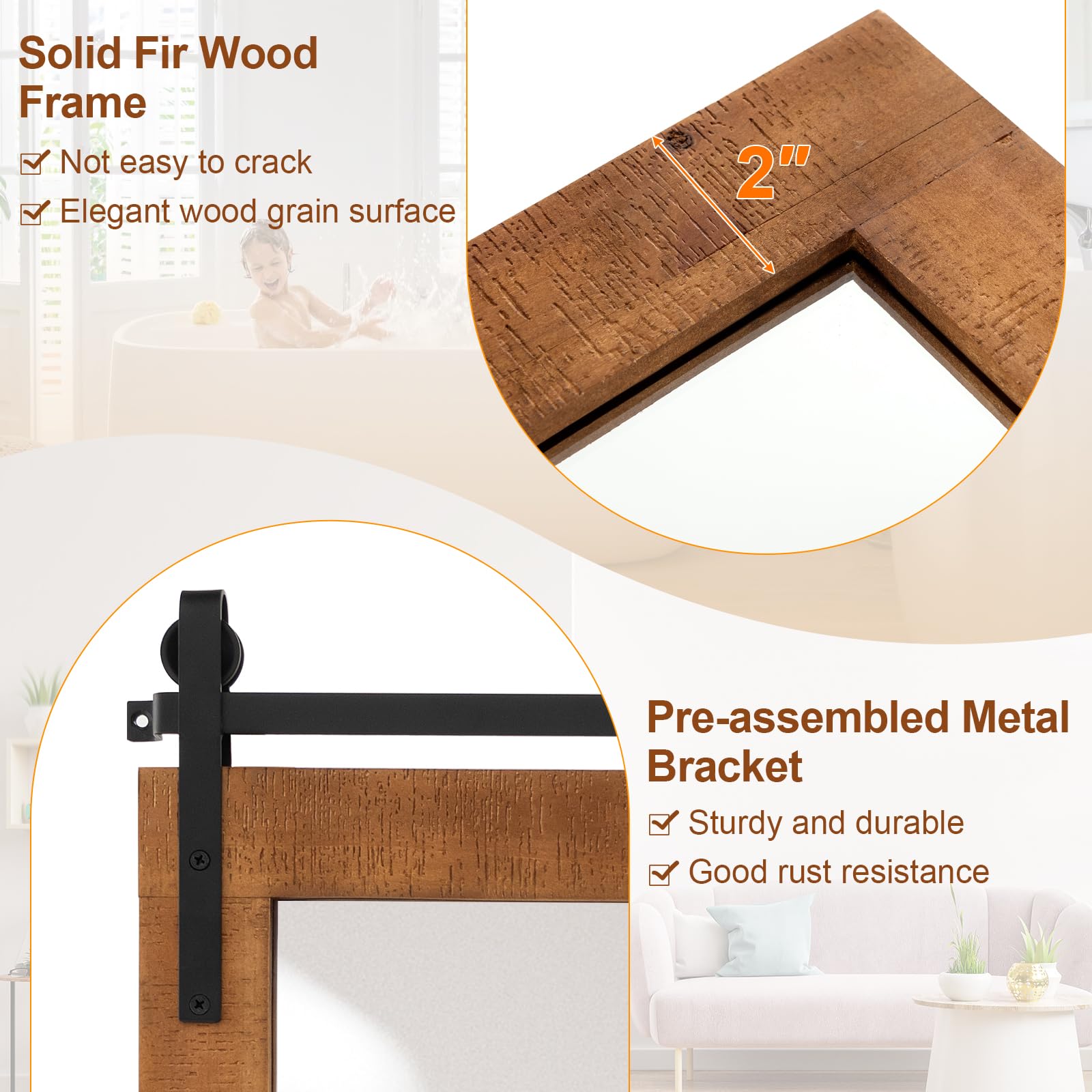 CHARMAID Farmhouse Wall Mirror