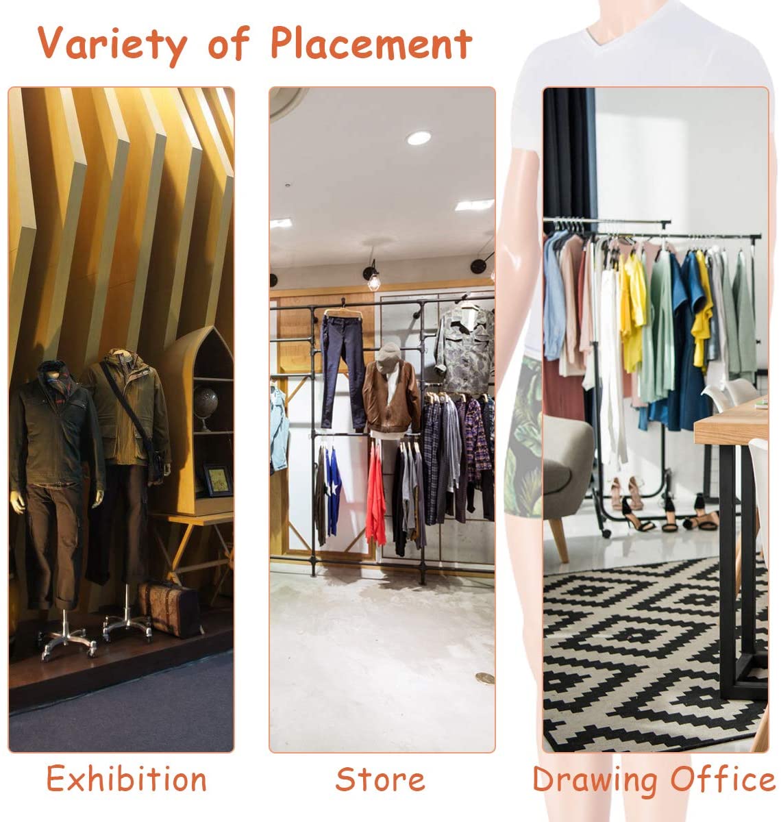 Giantex 6 Ft Male Mannequin, Adjustable Dress Mannequin Full Body w/Separated Fingers