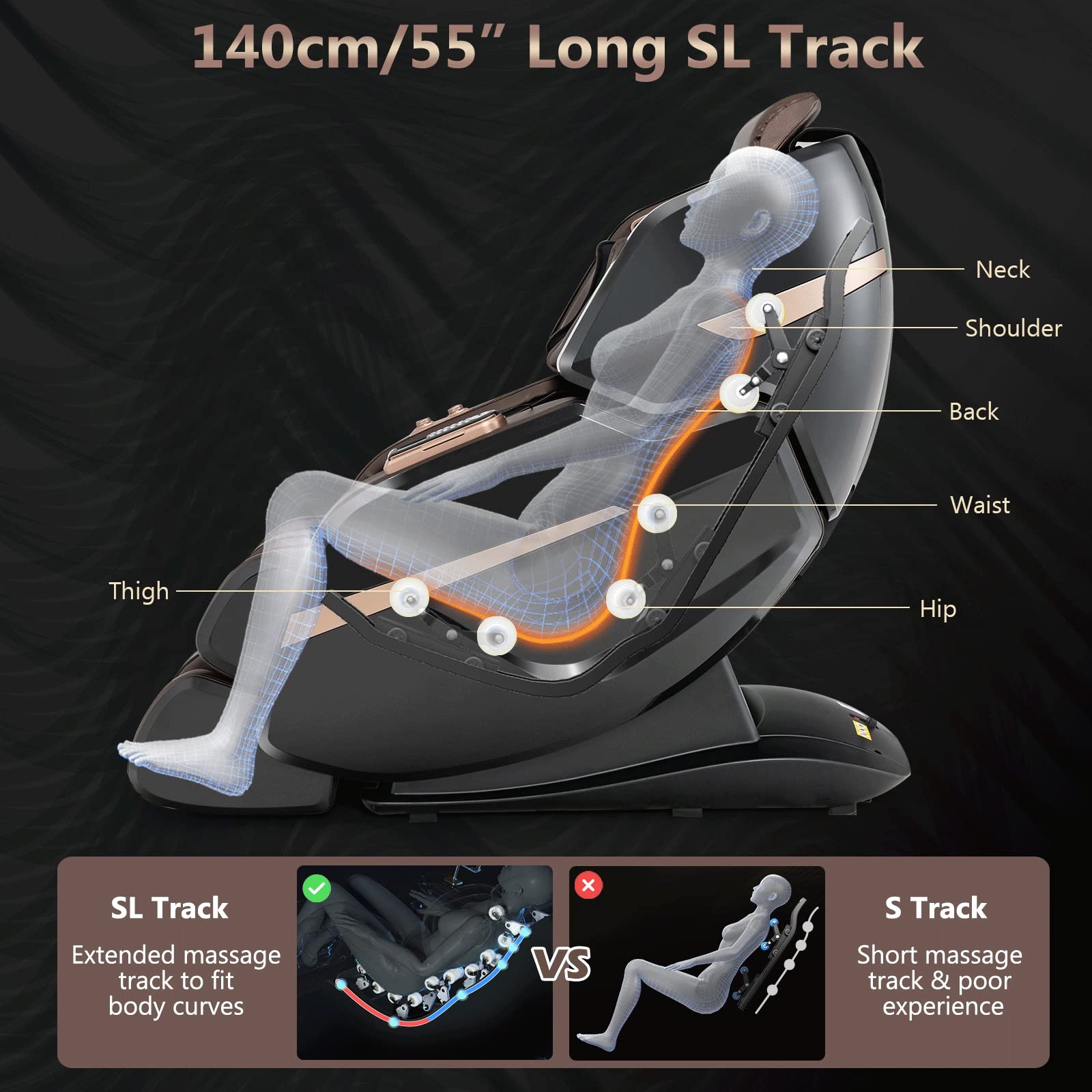 Giantex Massage Chair Full Body - 3D Massage Recliner with 55" Double SL Track, Zero Gravity Mode