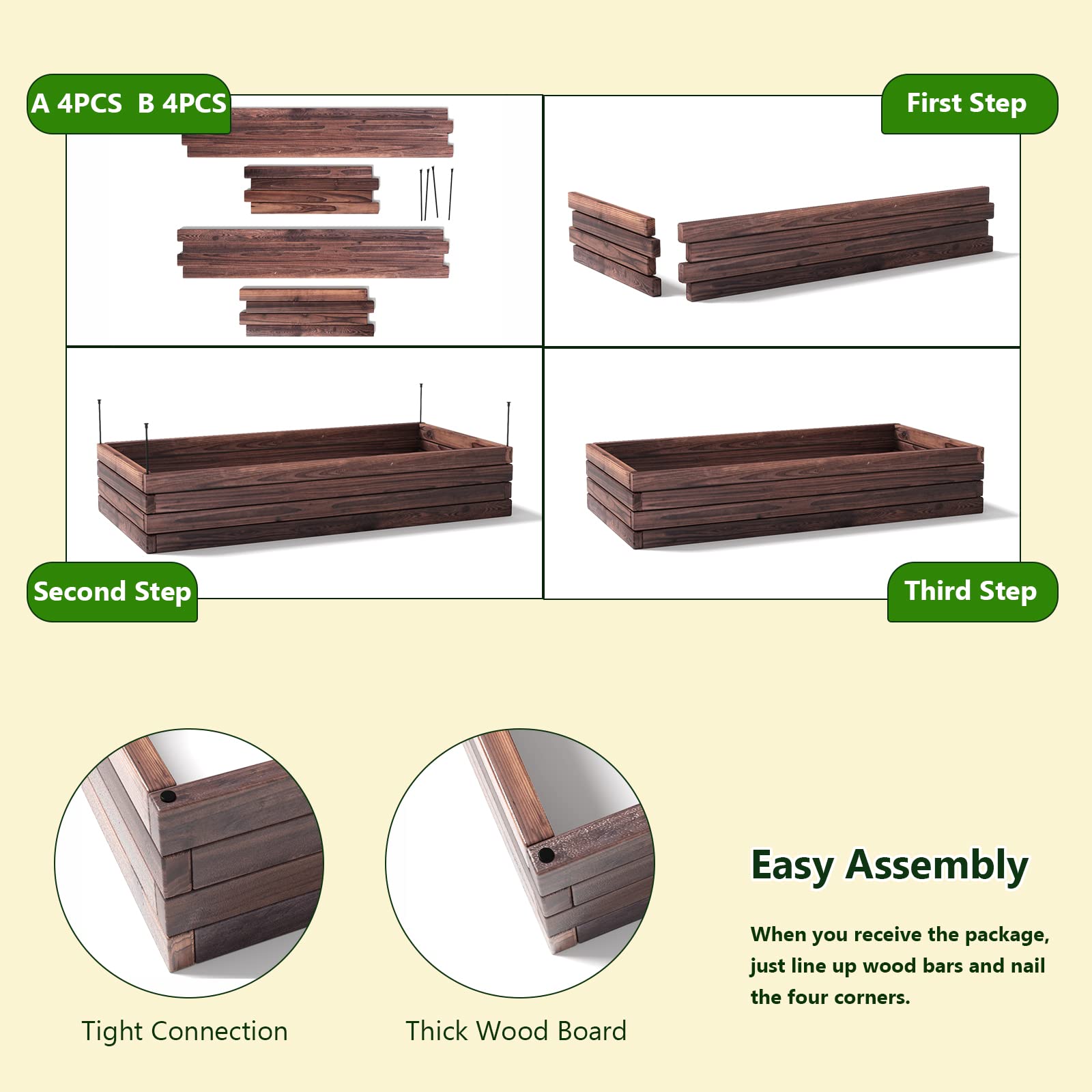 Rectangular Planter for Patio and Lawn 47'' L x 24'' W x 9'' H, (Brown)