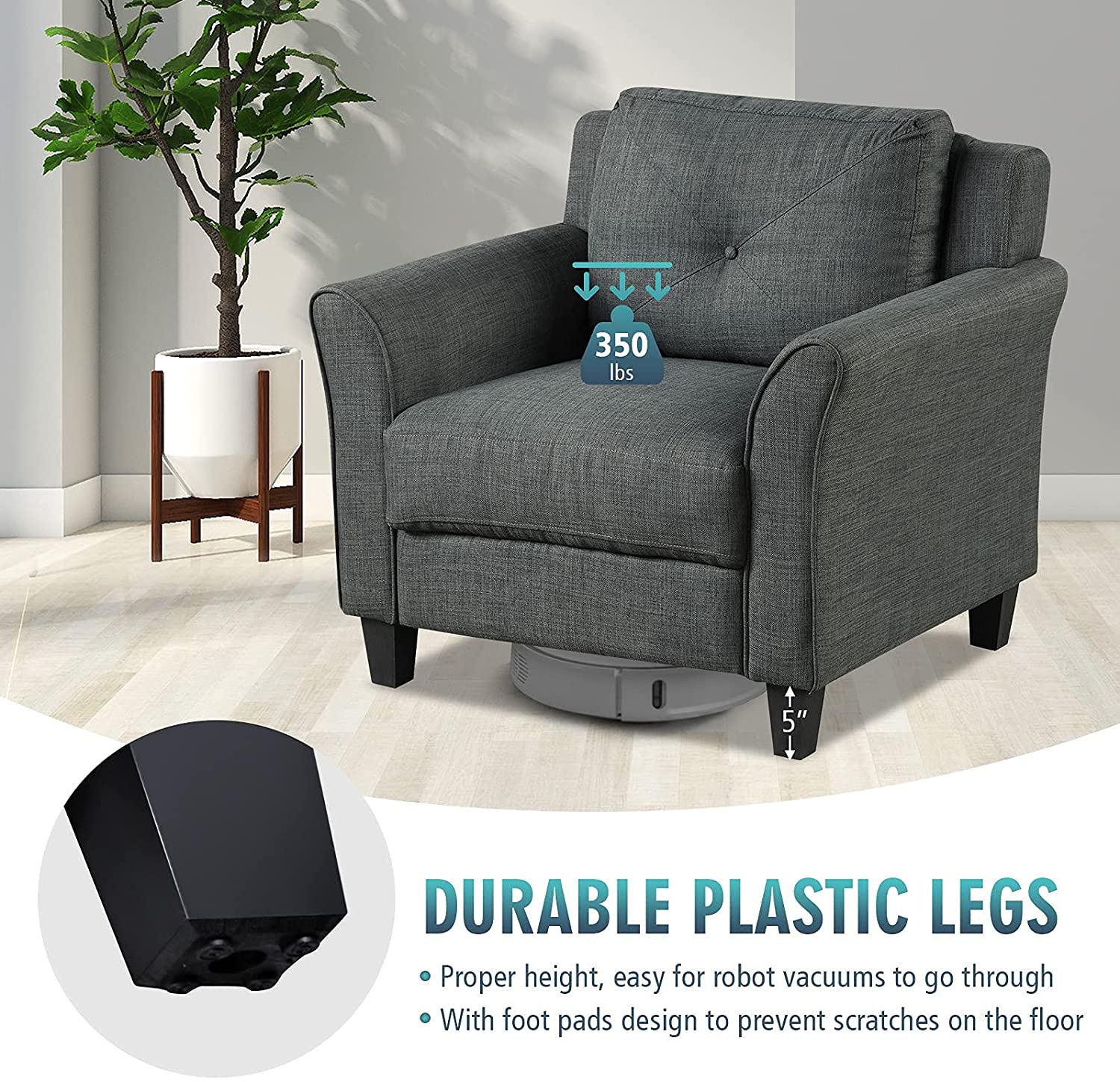 Giantex Leisure Arm Chair with Button Tufting Back Cushion