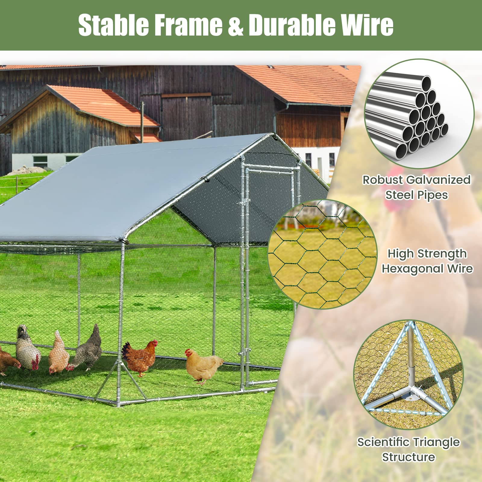 Giantex 20ft Large Metal Chicken Coop