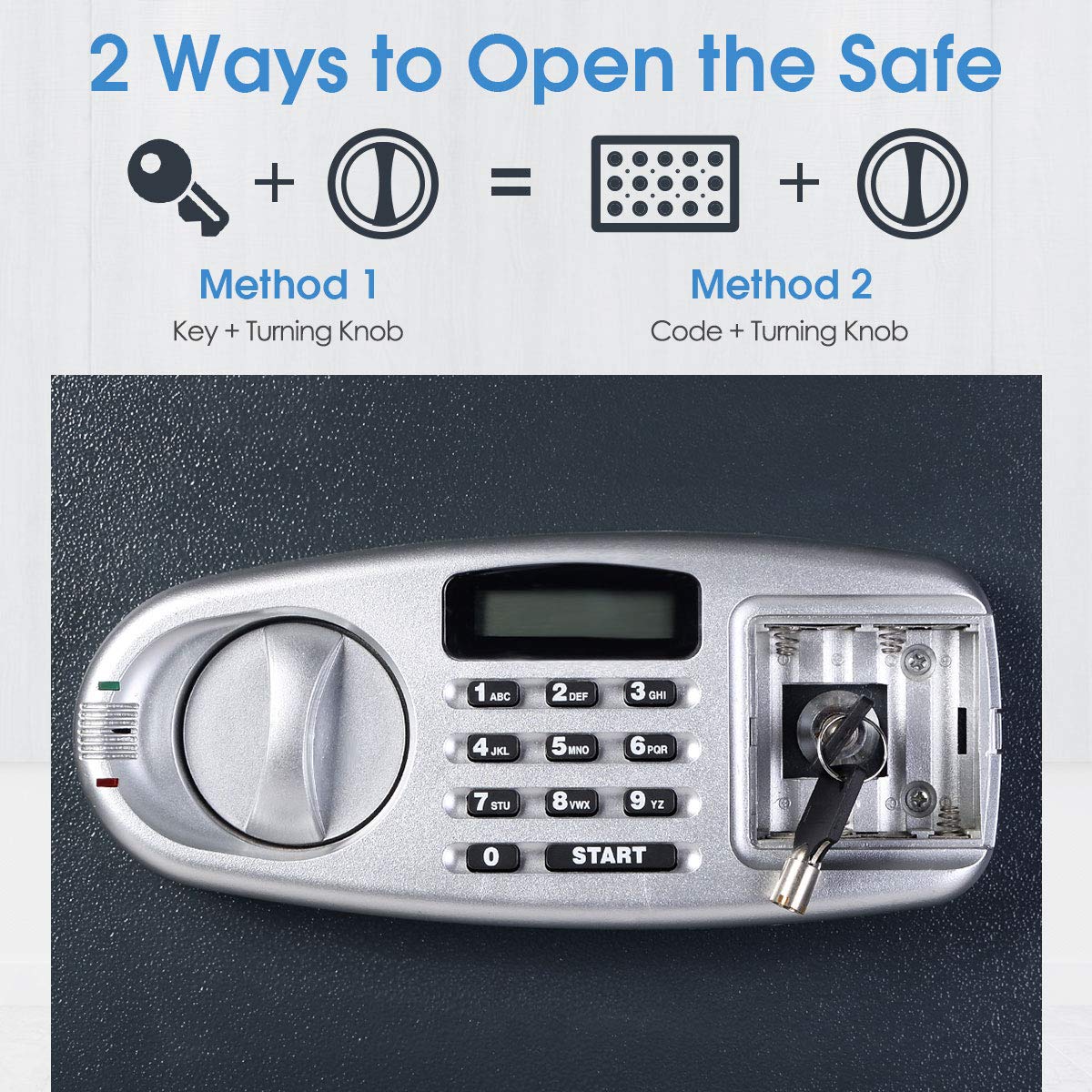 Safe Box Security Lock Box with Double Door and Keys, Gun Cash Valuable Storage