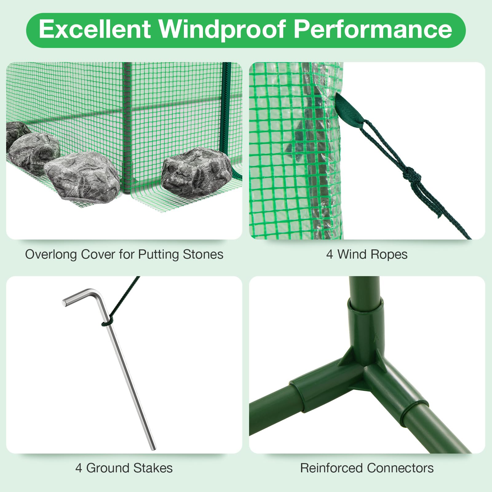 Giantex Walk-in Greenhouse, 4 Ground Stakes & Ropes, Outdoor Portable Mini Greenhouse w/ PE Cover