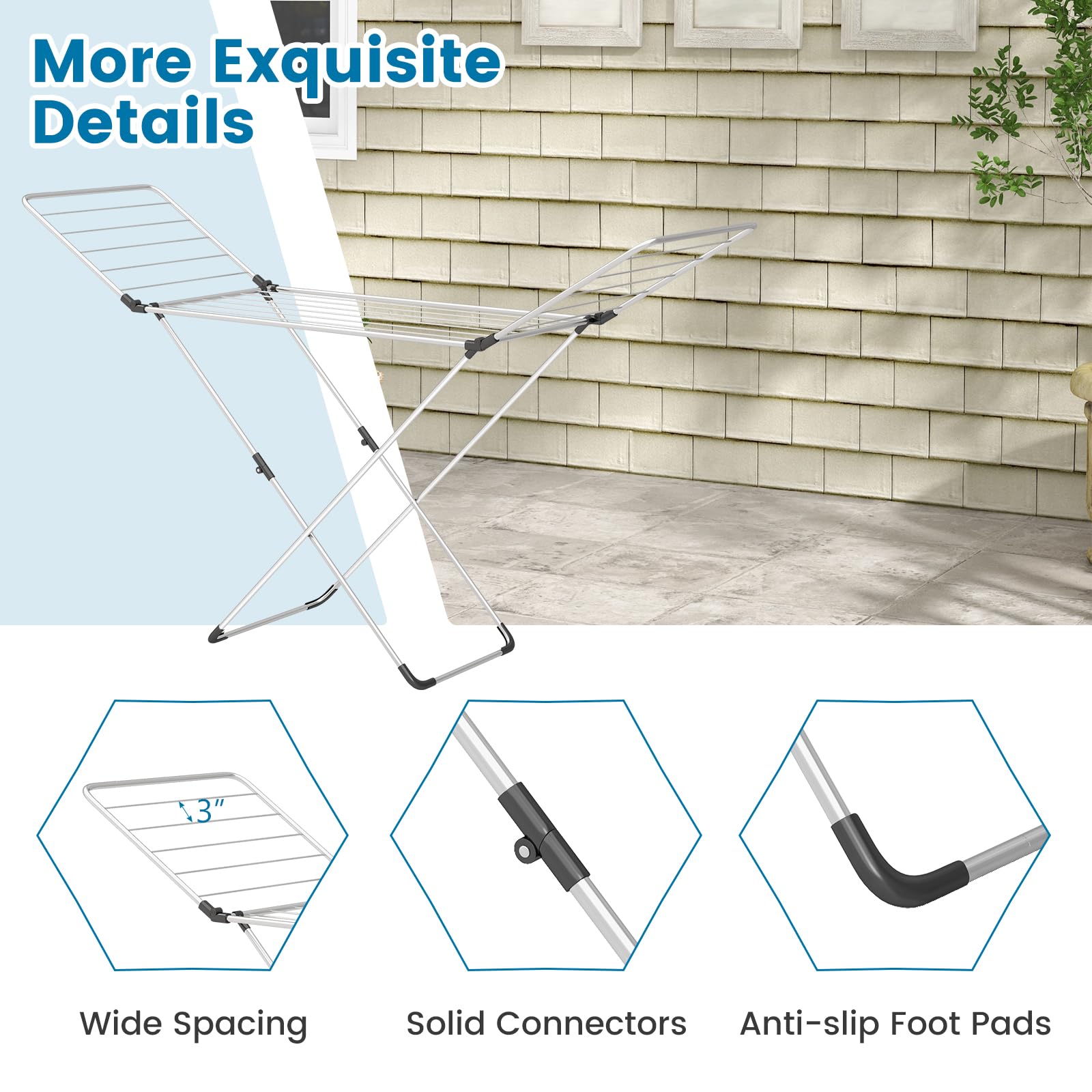 Giantex Clothes Drying Rack, Foldable Laundry Drying Rack w/Aluminum Frame