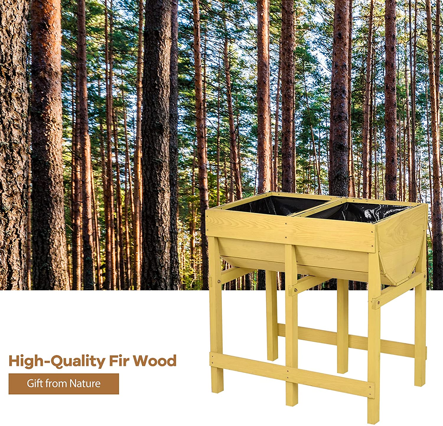 Raised Wooden Flower Planter (28" X 18" X 28.5")