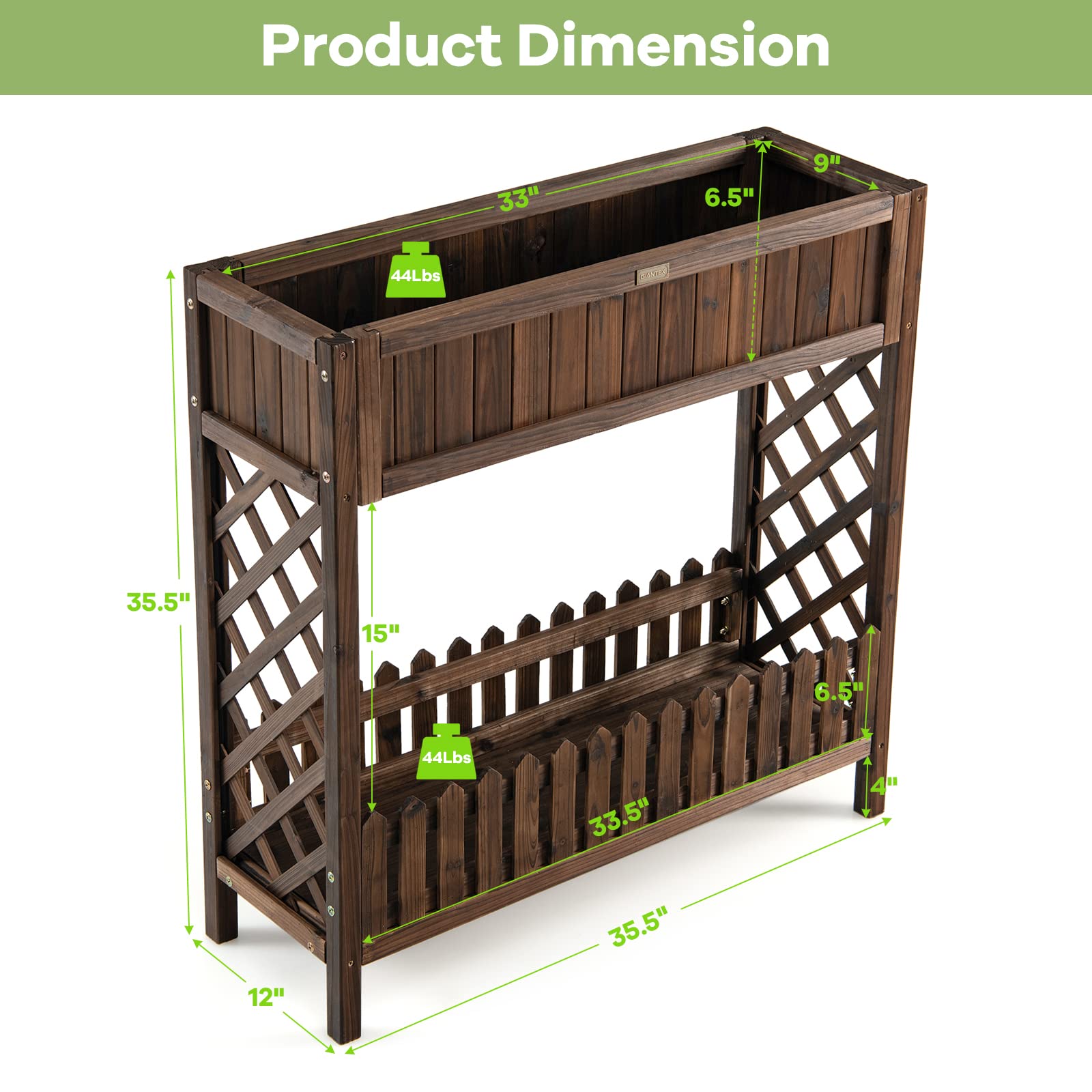 Giantex Planter Raised Bed, Elevated Potted Plant Rack(Brown)