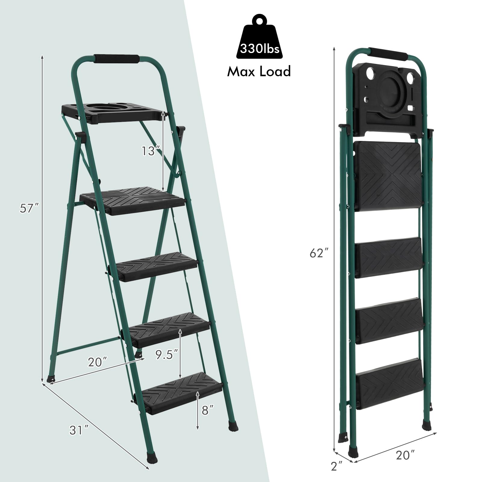 Giantex 4 Step Ladder with Utility Tray, Folding Step Stool with Anti-Slip Footpads