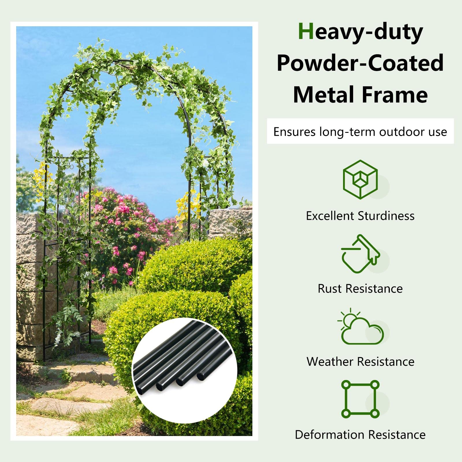 Giantex Garden Arbors Trellises, 7.2FT Metal Garden Arch for Climbing Plants Roses