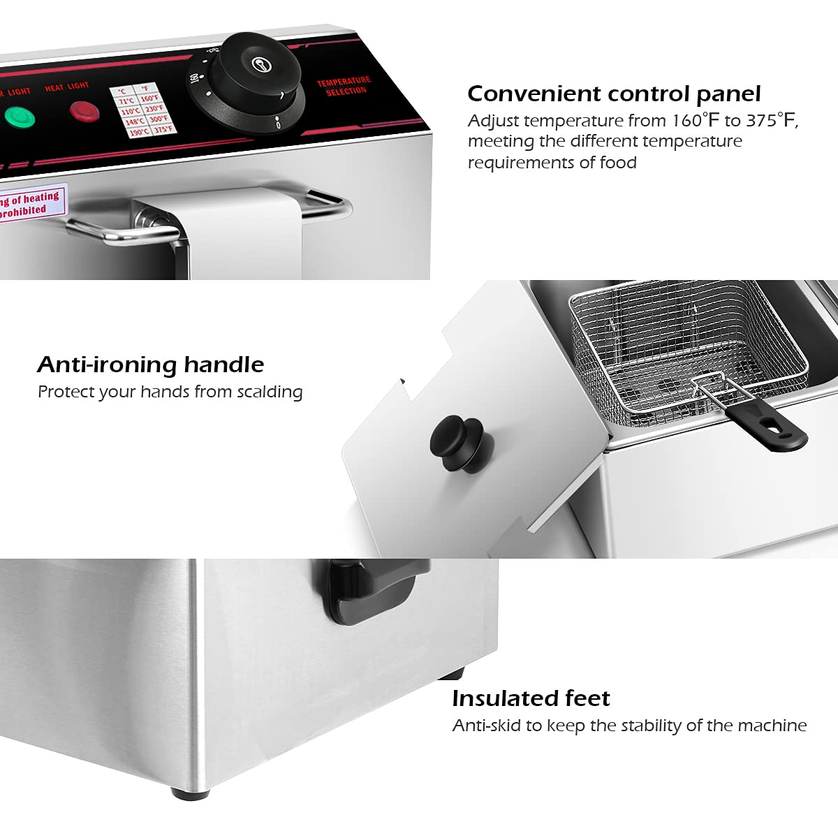 Giantex 3400W Commercial Deep Fryer Dual Tank, 12.8QT Stainless Steel Electric Deep Fryer with 2 Baskets