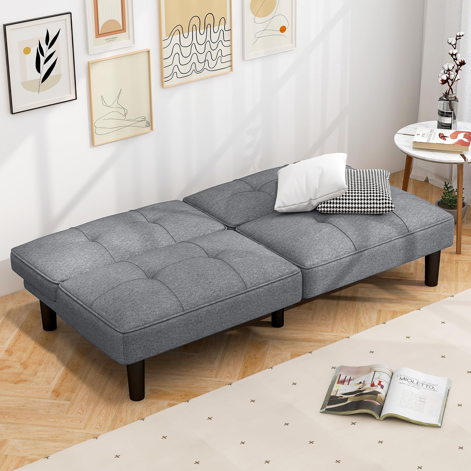 Giantex Convertible Futon Sofa Bed, Upholstered Folding Recliner