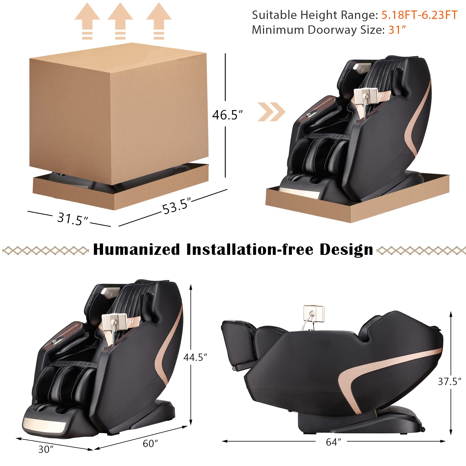 Giantex 3D Full Body Massage Chair, Zero-Gravity Massage Recliner Chair w/ 7'' Touch Screen & SL Track