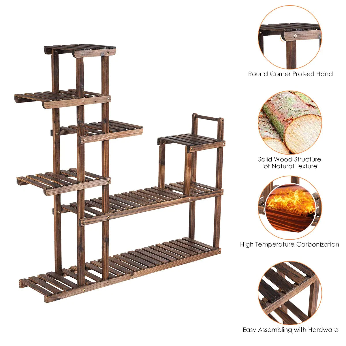Giantex Flower Rack Wood Plant Stand Wood Shelves Bonsai Display Shelf, 7 Tiers