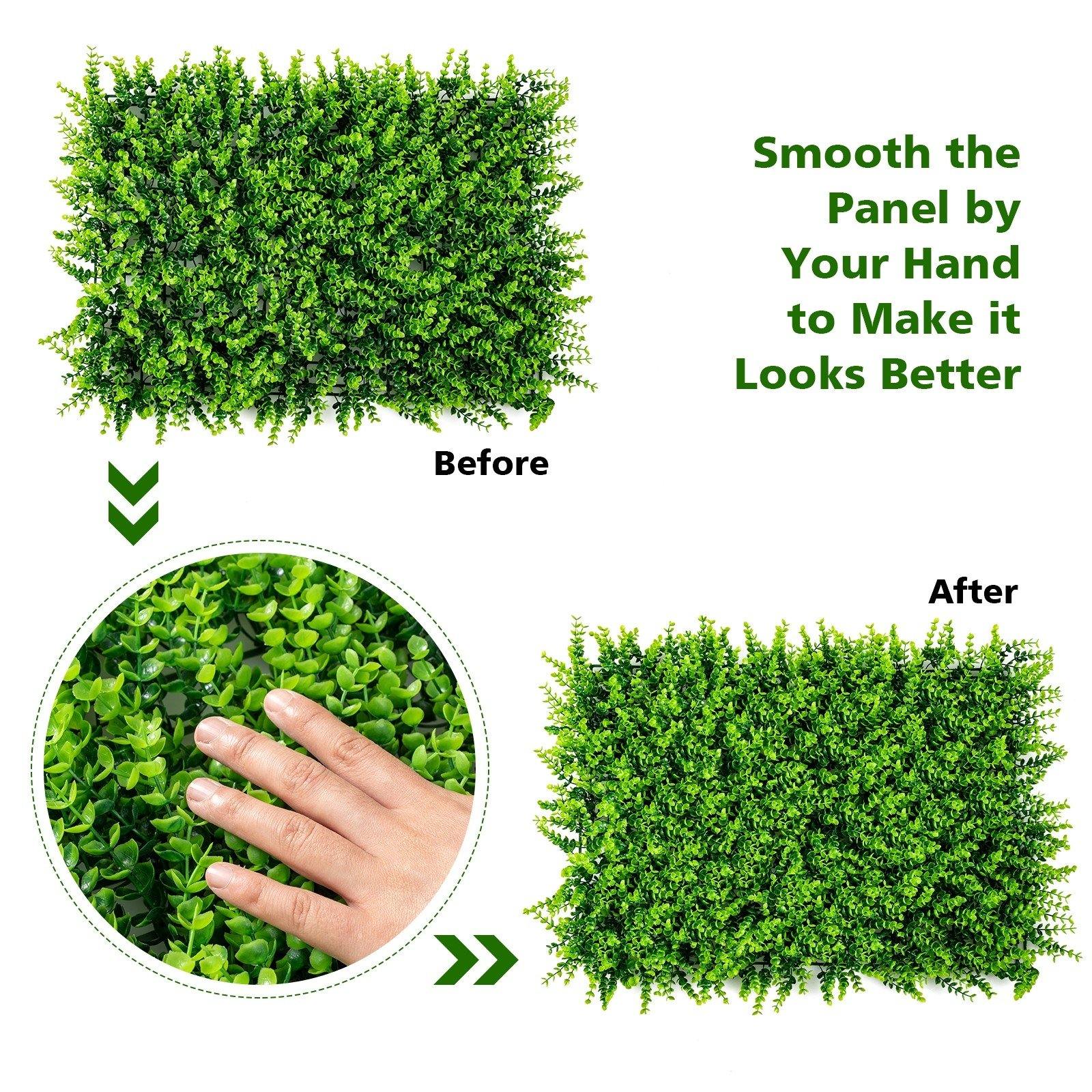 12 Pcs 16x24inch Artificial Eucalyptus Hedge Plant Privacy Fence Panels