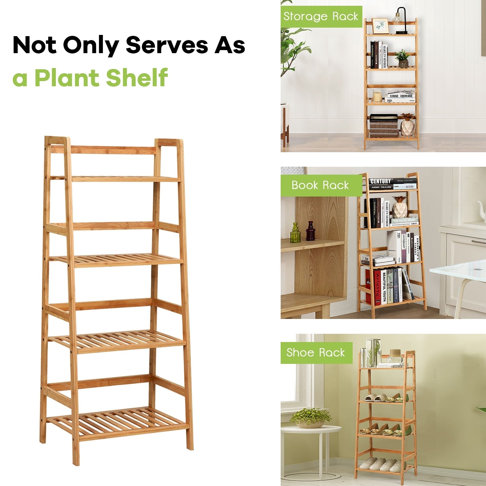 4-Tier Ladder Shelf Plant Stand | Bamboo Flower Pots Holder