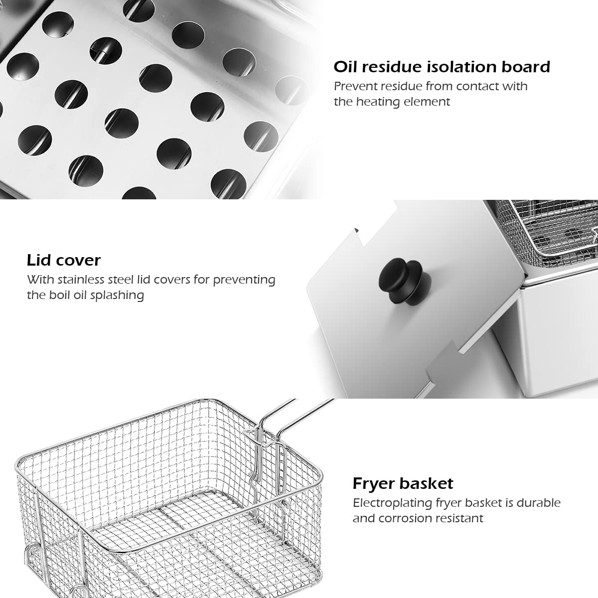 Giantex 3400W Commercial Deep Fryer Dual Tank, 12.8QT Stainless Steel Electric Deep Fryer with 2 Baskets