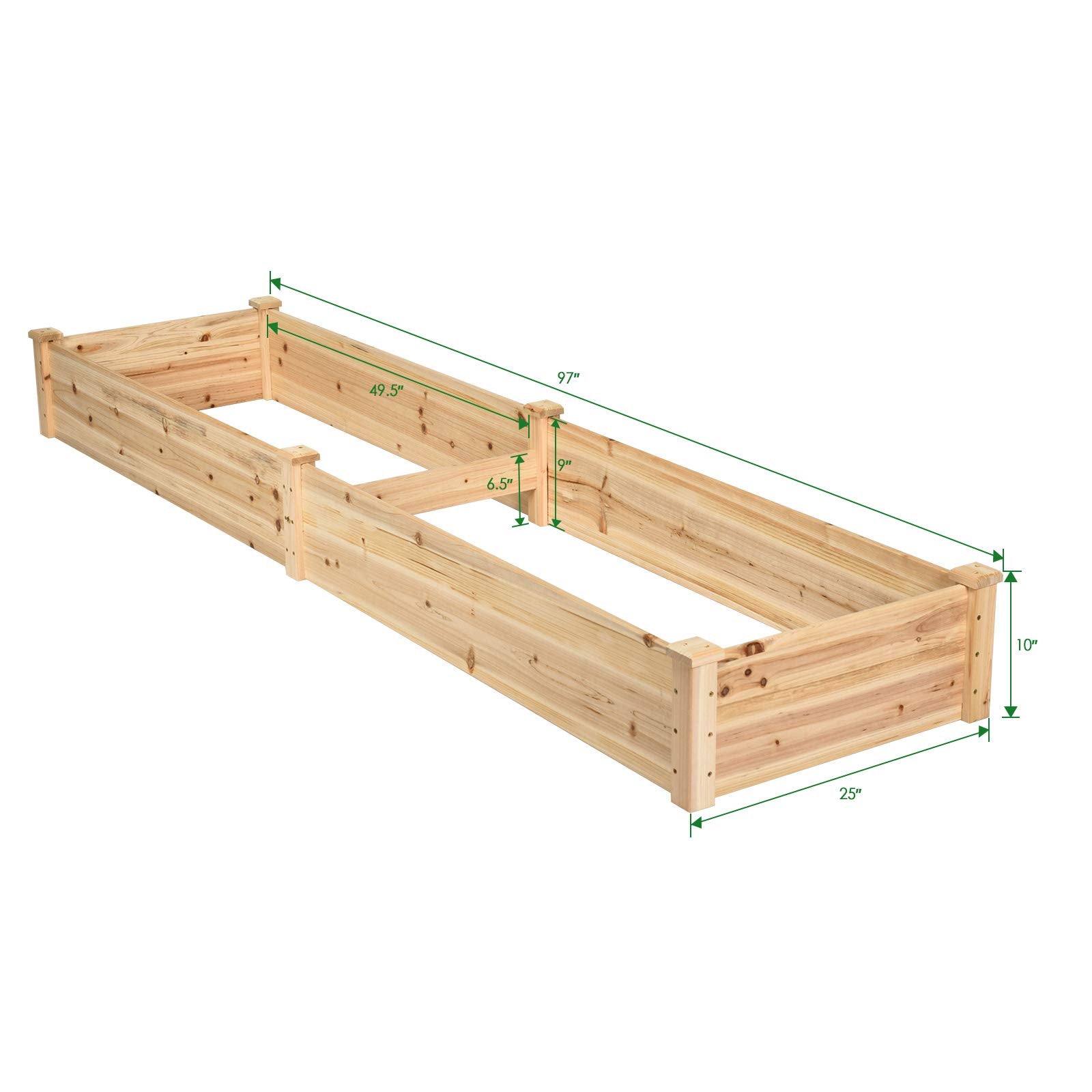 Raised Garden Bed Wood Planter Box, ( 97" x 25" x 10" )