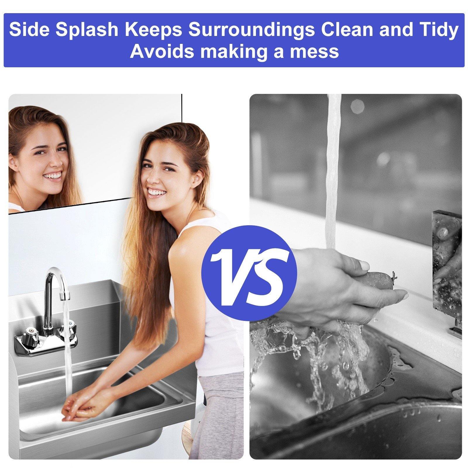 Giantex Stainless Steel Hand Washing Sink, Wall Mount Hand Sink w/ Faucet, 17" x 15"