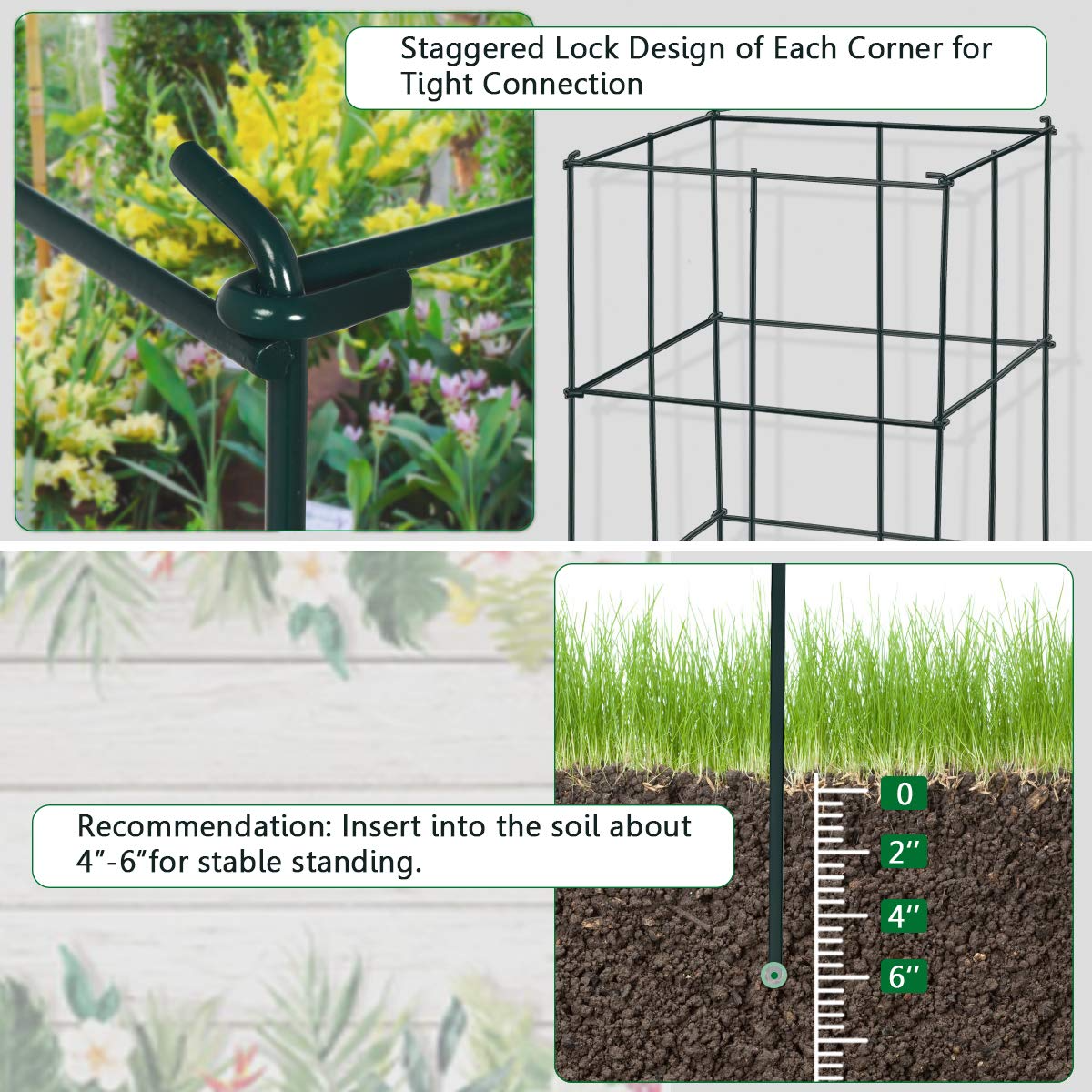Giantex Pack of 4 Plant Cage Support, Tomato Stakes and Cages (16''Lx 16''Wx 39''H (4 Pieces))