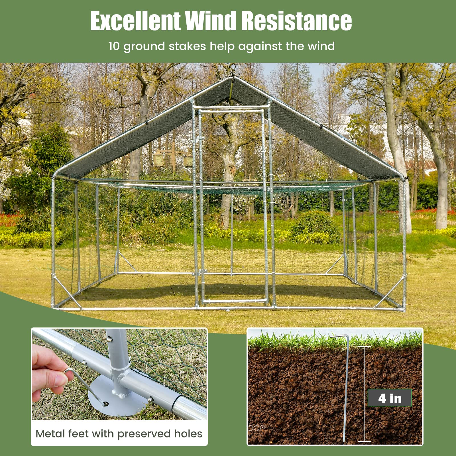 Giantex 20ft Large Metal Chicken Coop