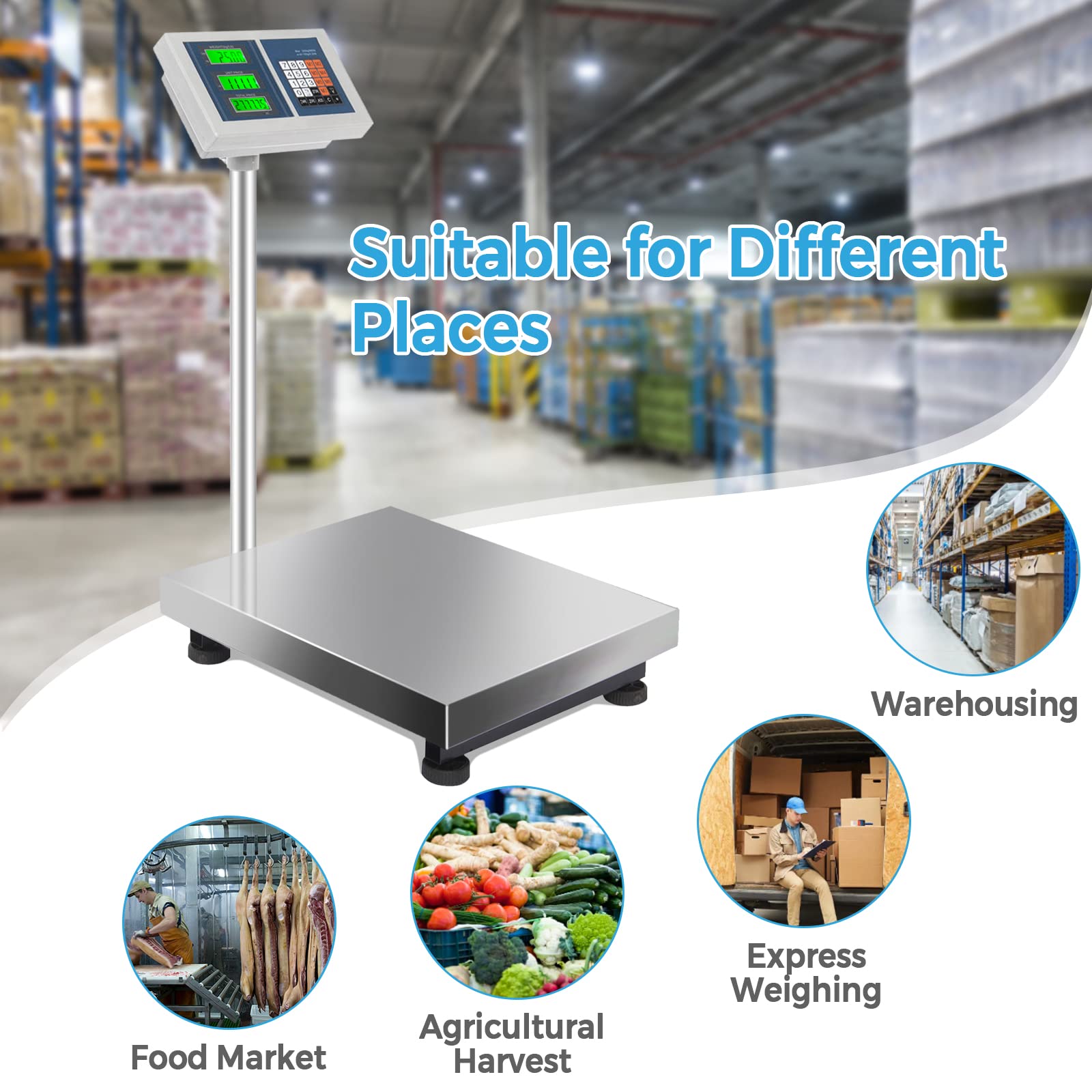 Giantex 660 LBS Weight Computing Platform Scale, with LB/KG Switchable, AC/DC Power Supply