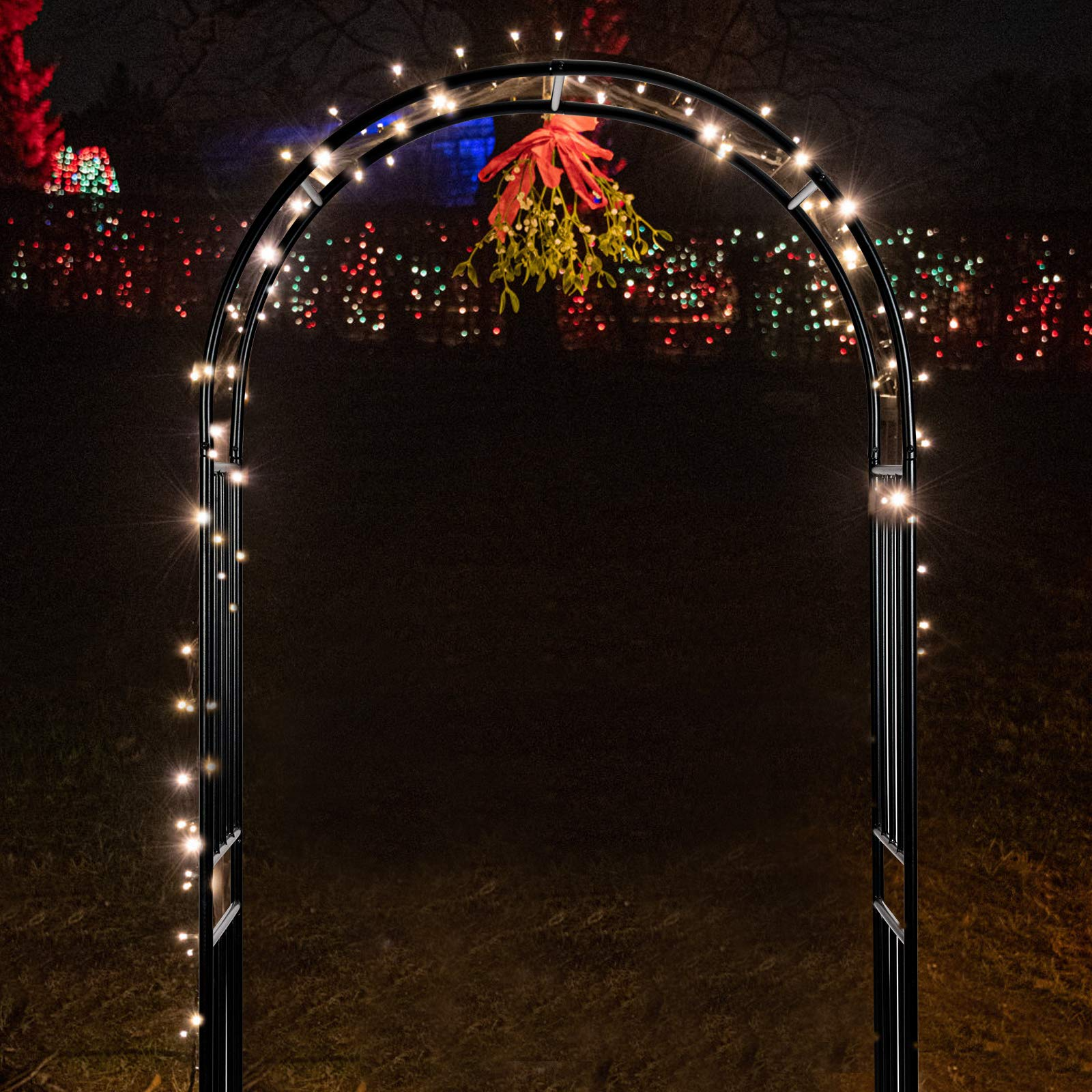 Giantex 7.2Ft Garden Arch, Outdoor Steel Arbor w/Stakes