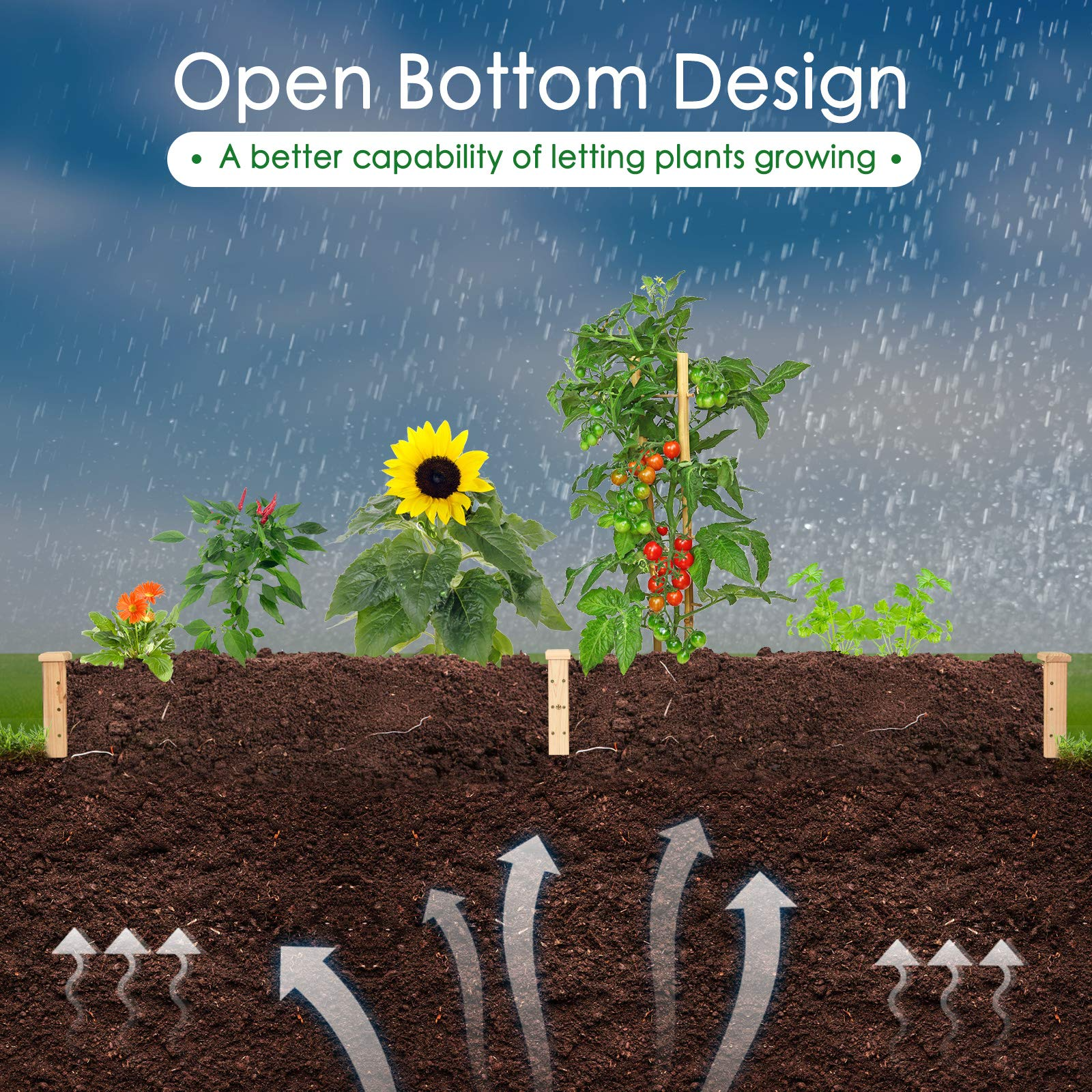 Raised Garden Bed Wood Planter Box, ( 97" x 25" x 10" )