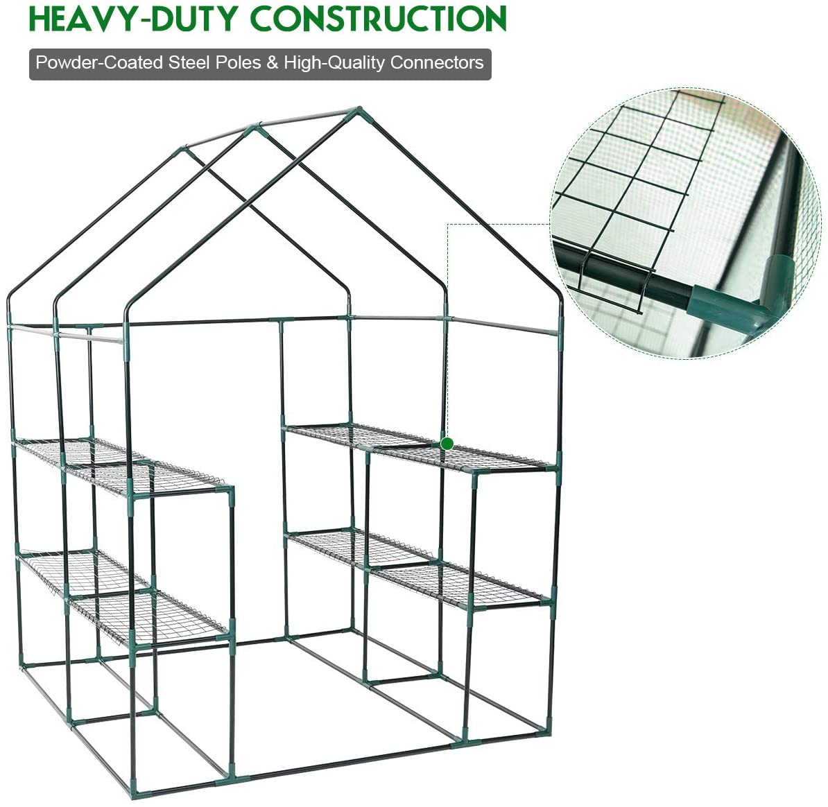 Outdoor Portable Greenhouse Mini Walk in 3 Tiers 8 Shelves Stands