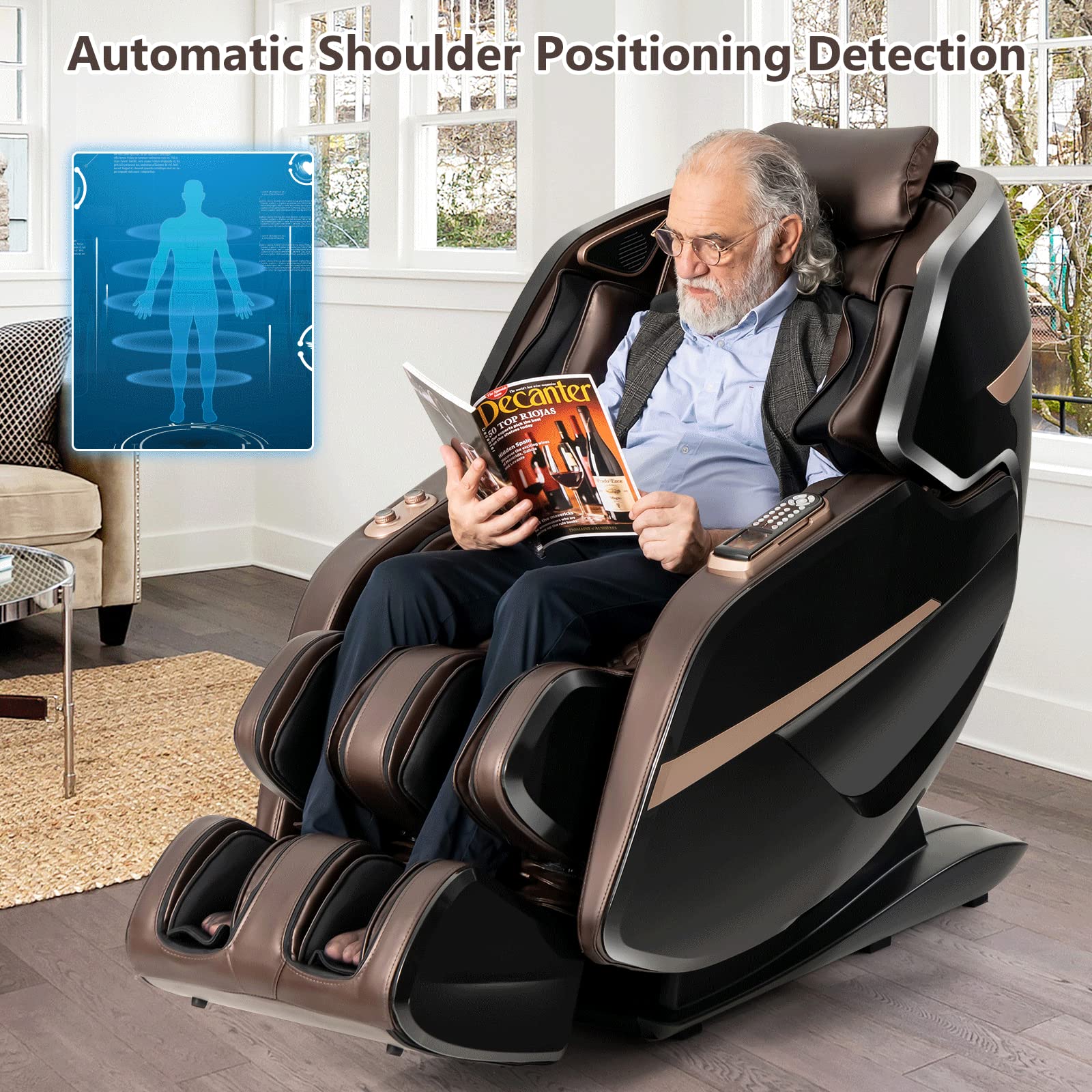 Giantex Massage Chair Full Body - 3D Massage Recliner with 55" Double SL Track, Zero Gravity Mode