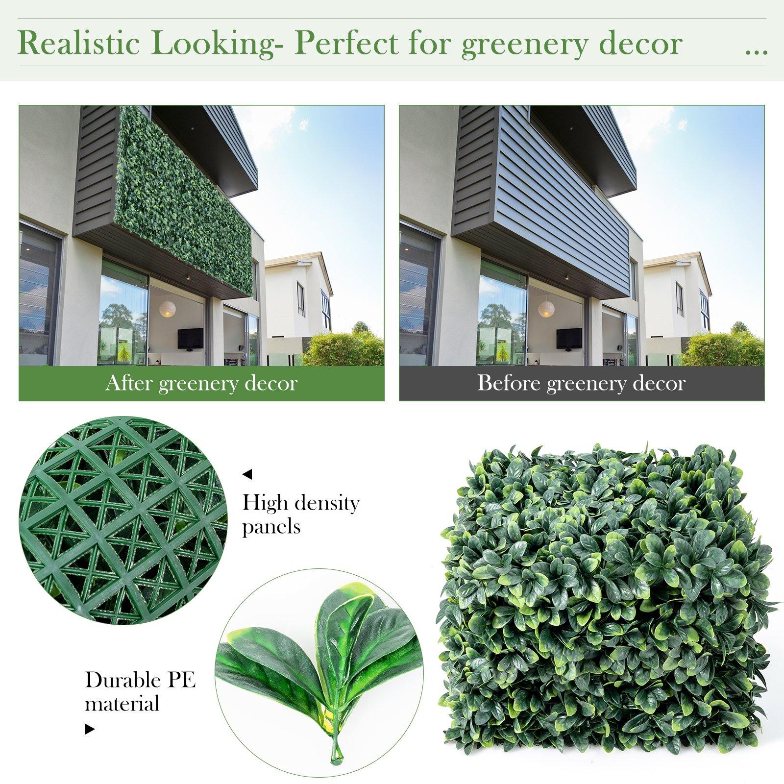 12PCS 20x20inch Artificial Boxwood Panels Garden Privacy Fence Screen