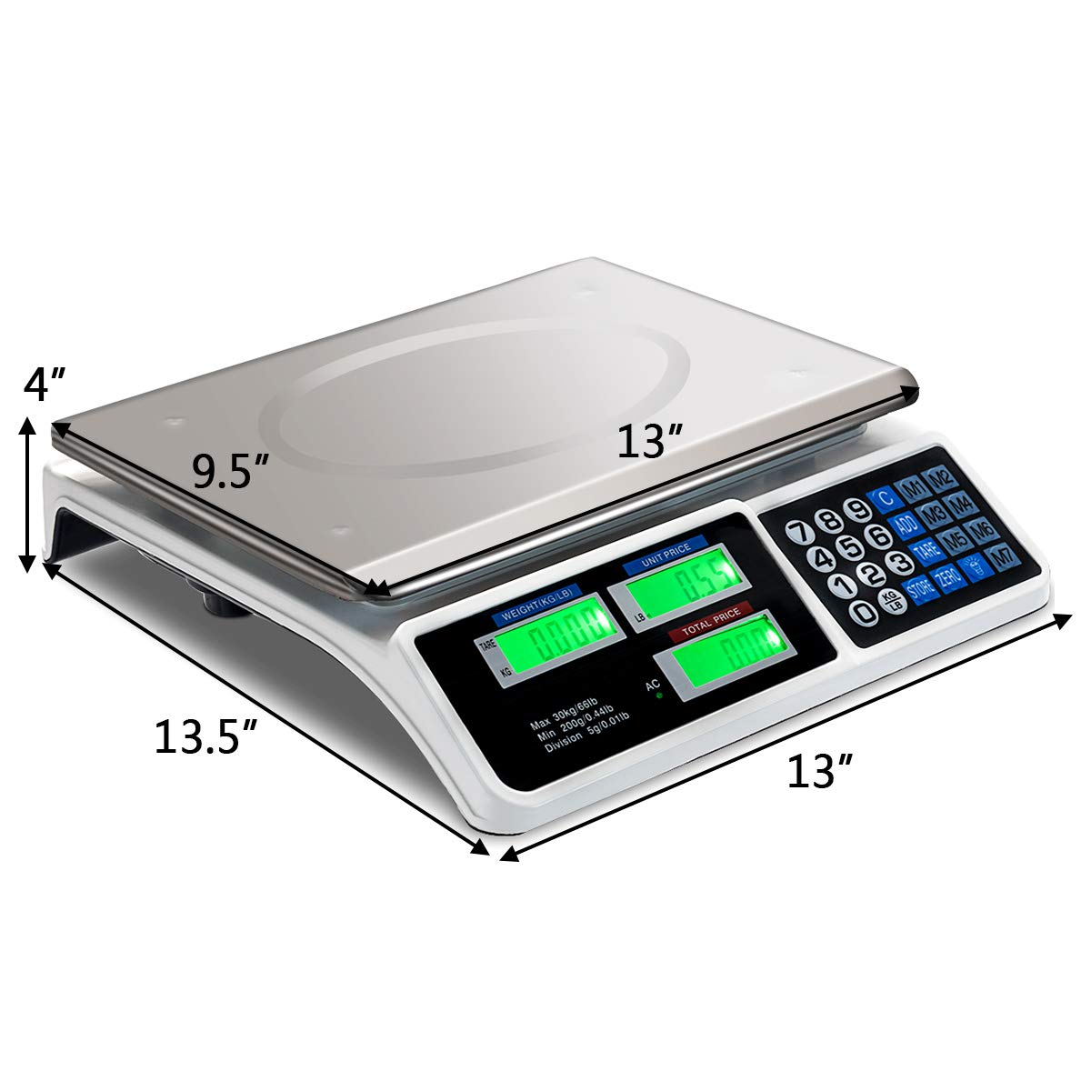Giantex 66 lbs Digital Food Scale, Commercial LCD Digital Scale w/ Computing Price, Stainless Steel Electronic Scale