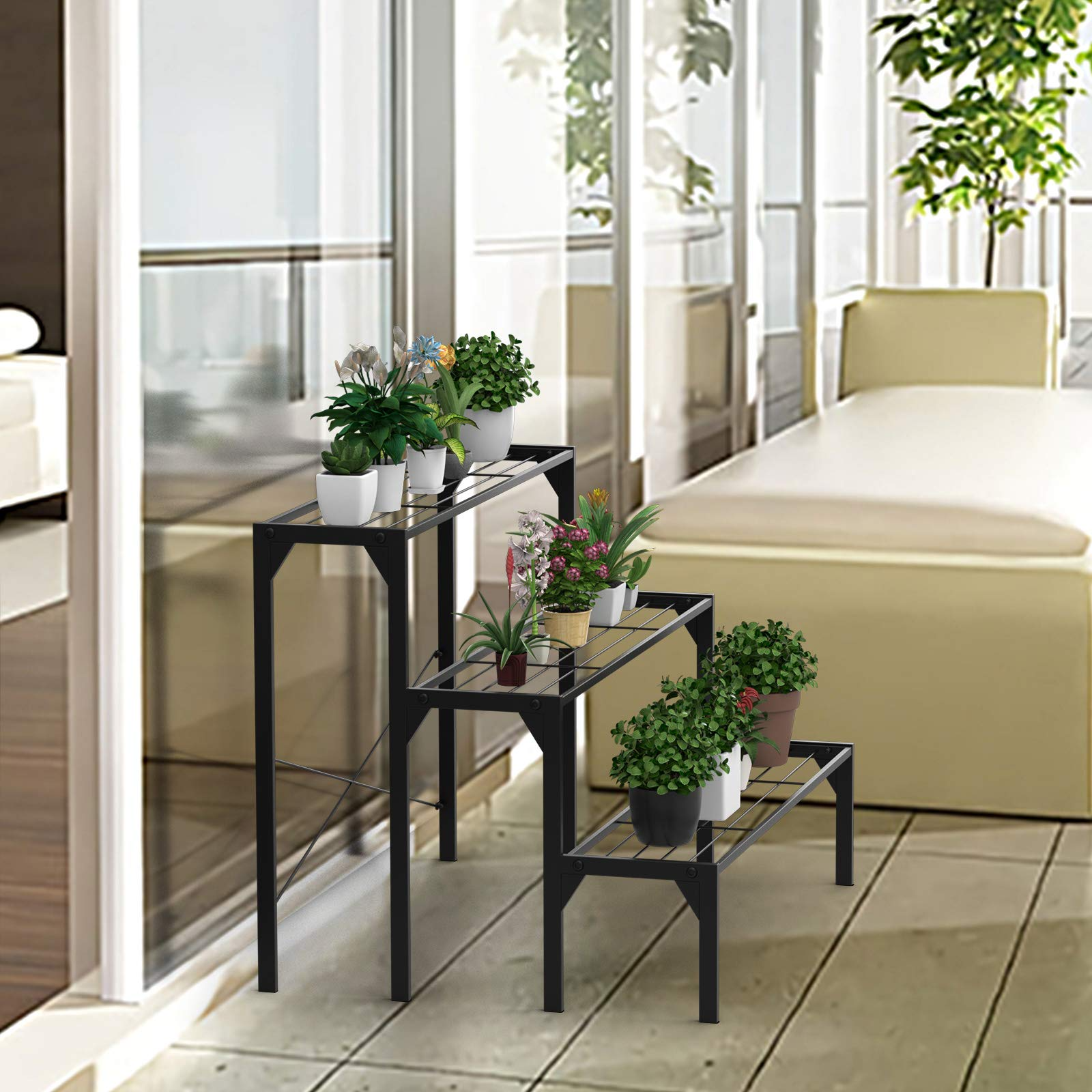 Giantex 3 Tiers Metal Plant Stand, Ladder Flower Pots Holders