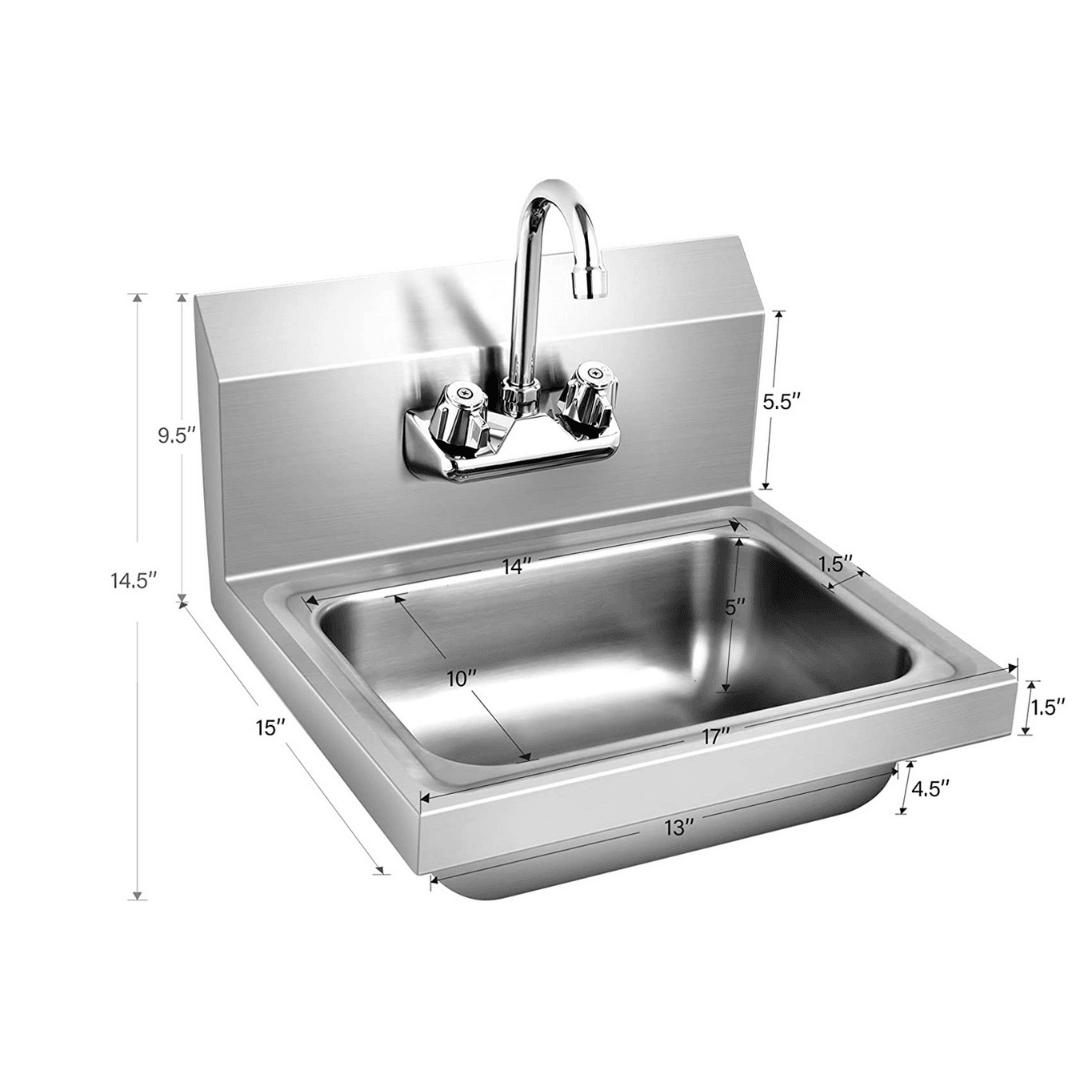 Giantex Stainless Steel Hand Washing Sink, 17" x 15"