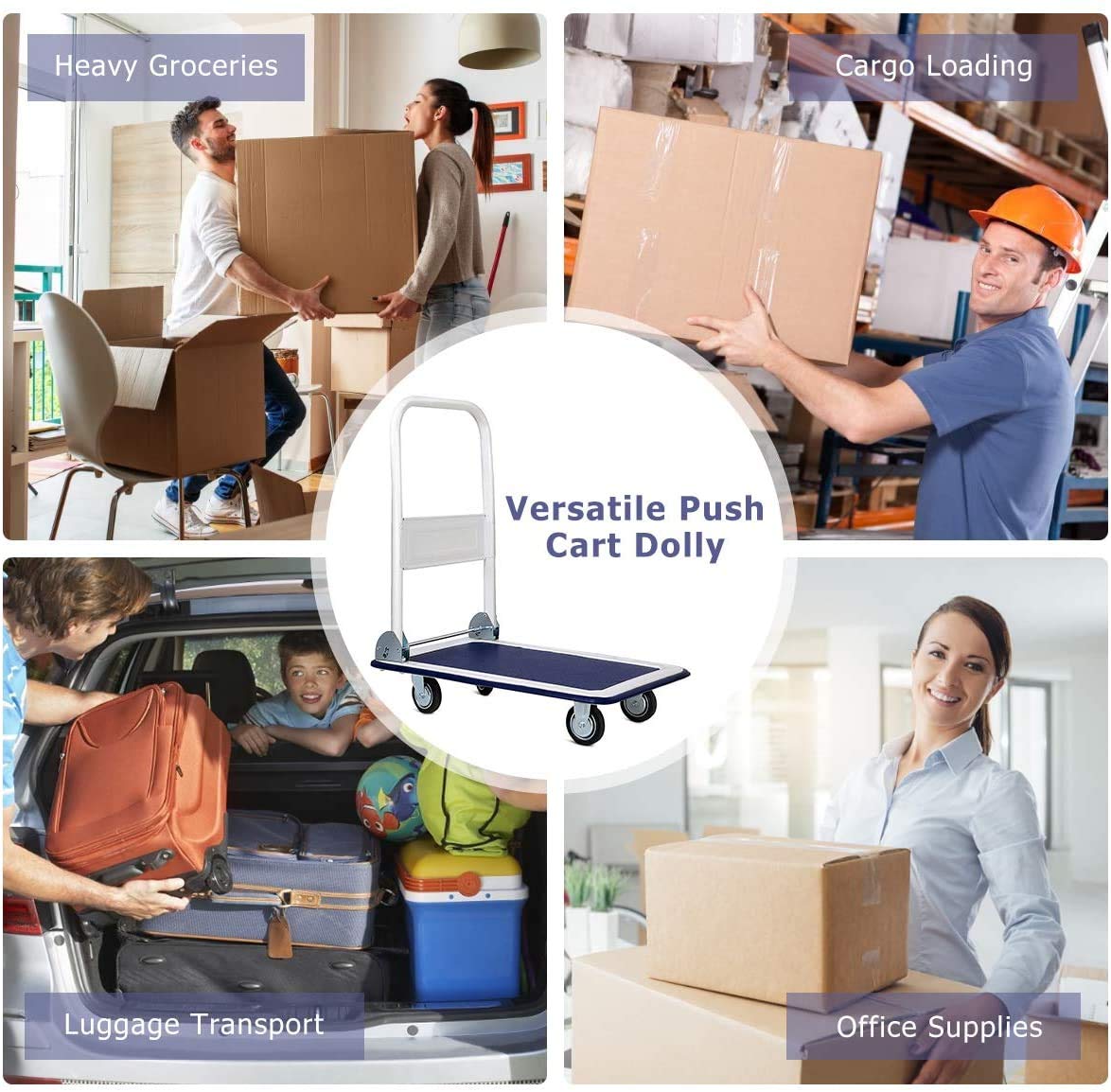 Giantex 10 Platform Cart Dolly Folding Foldable Moving Warehouse Push Hand Truck, 330lbs Weight Capacity, Blue