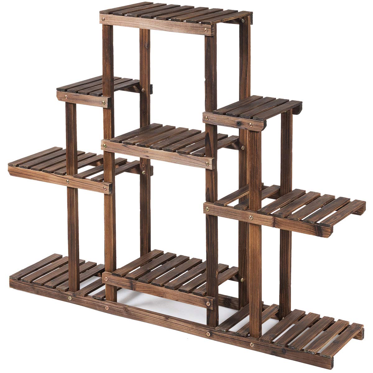 Giantex Flower Rack Wood Plant Stand Wood Shelves Bonsai Display Shelf