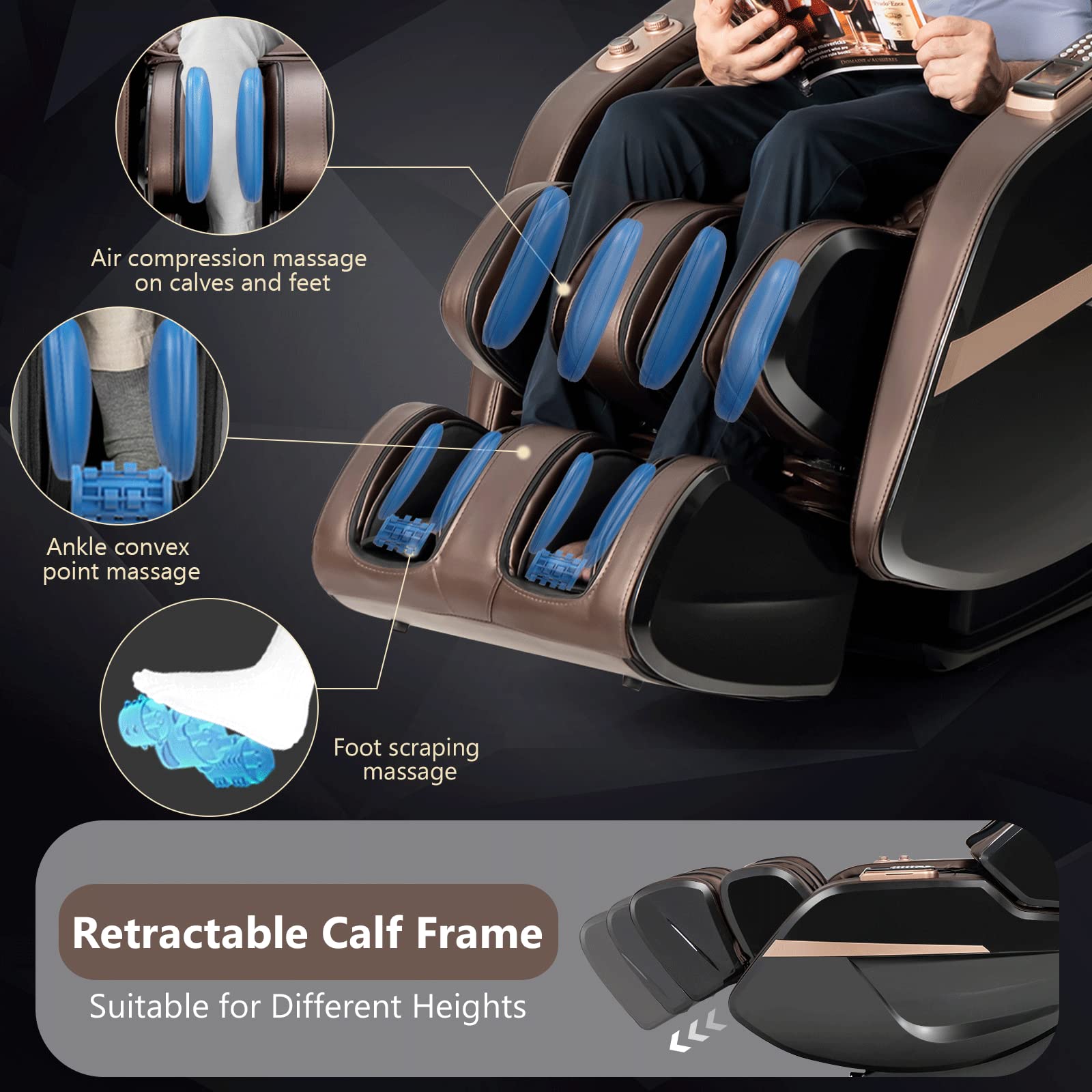 Giantex Massage Chair Full Body - 3D Massage Recliner with 55" Double SL Track, Zero Gravity Mode