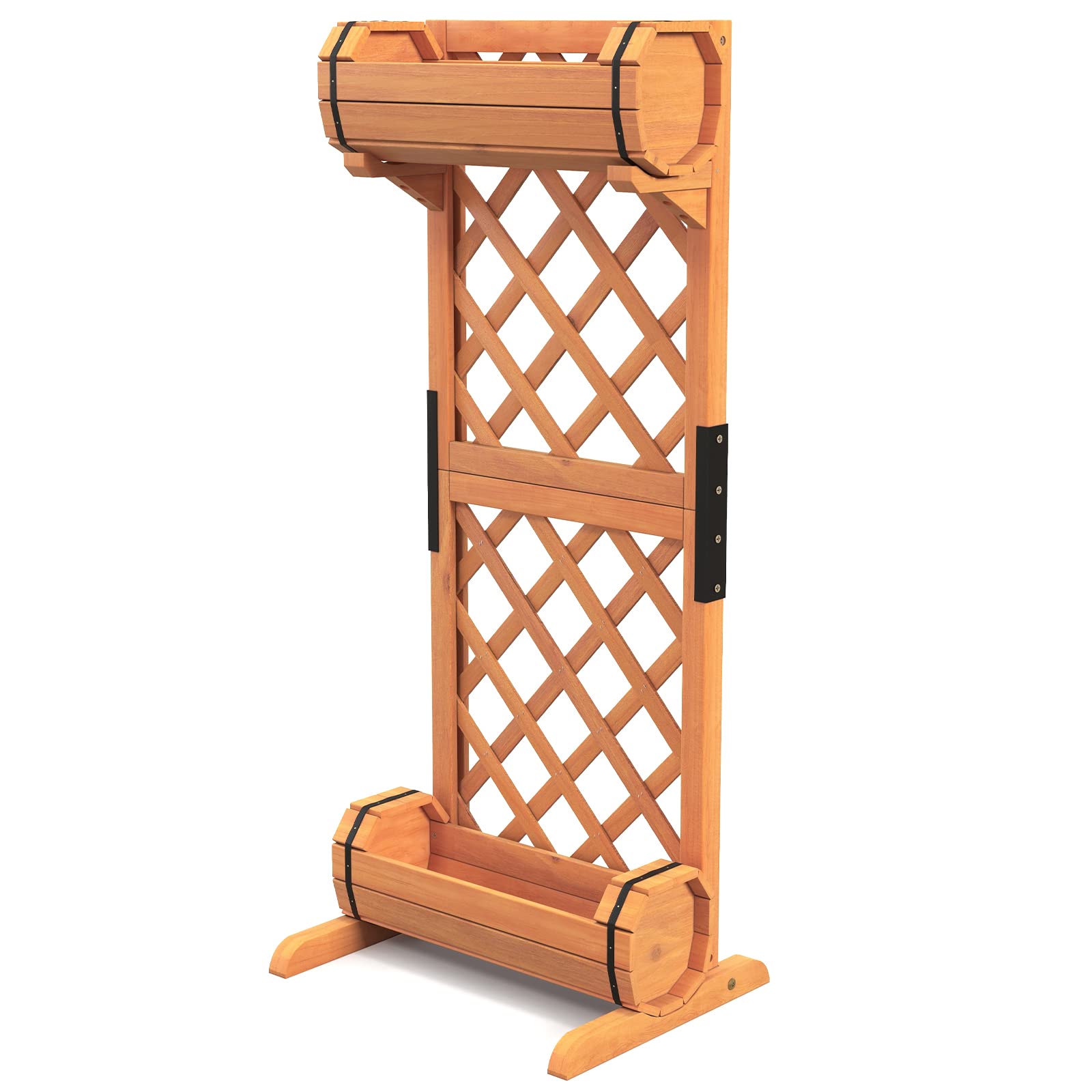 Giantex Raised Garden Bed with 2 Barrel Planters & Trellis