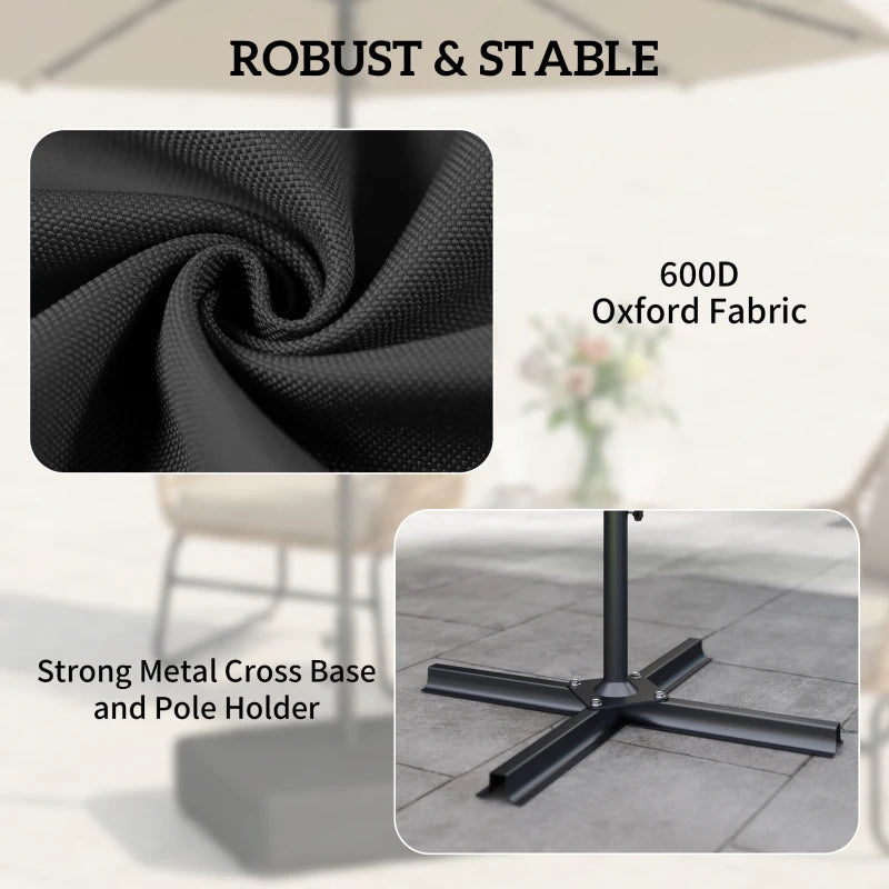 Garden Parasol Base 176 lbs Sand Filled Heavy Duty Stand for Cantilever Umbrellas and 1.89" Poles Black