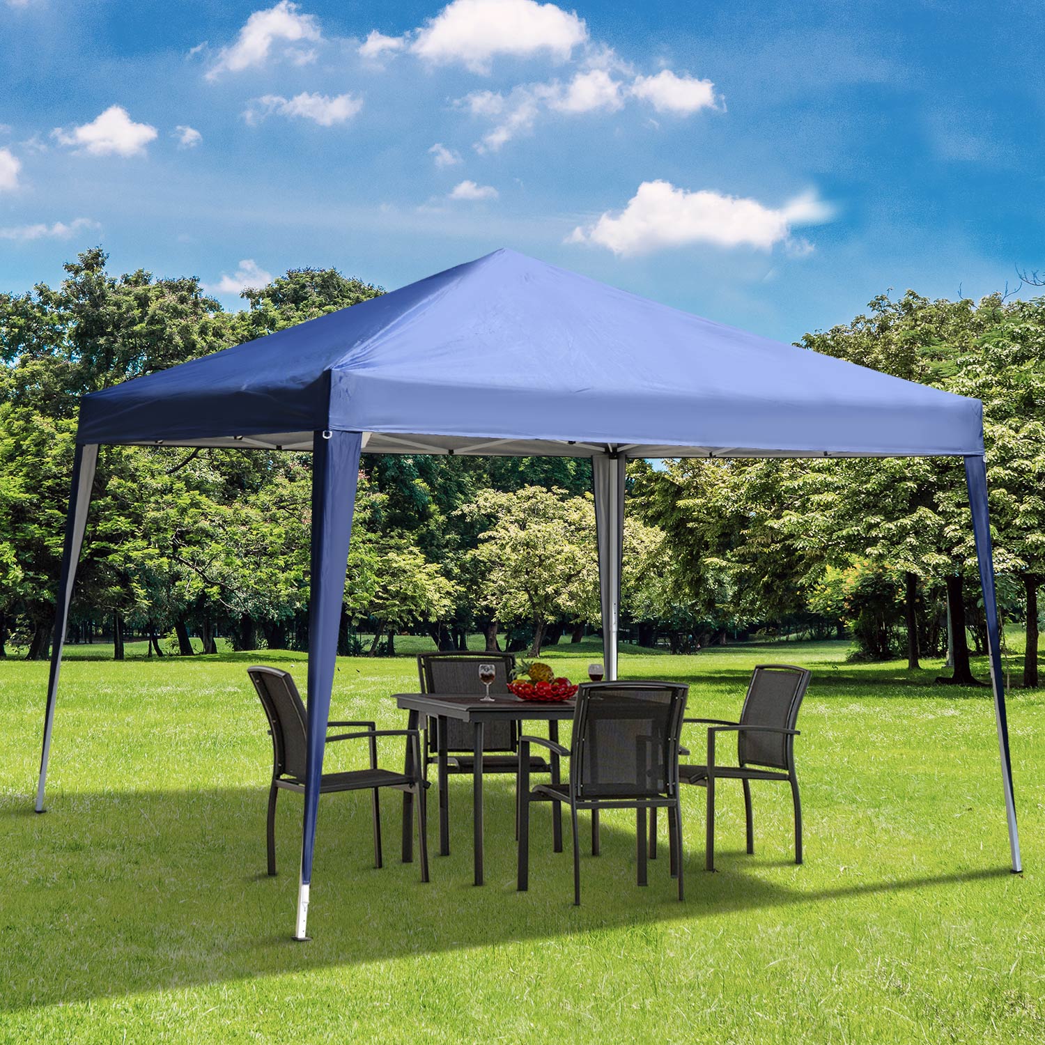 Outsunny 10x10ft Folding Pop Up Tent Outdoor Gazebo Canopy w/ Carrying Bag Blue