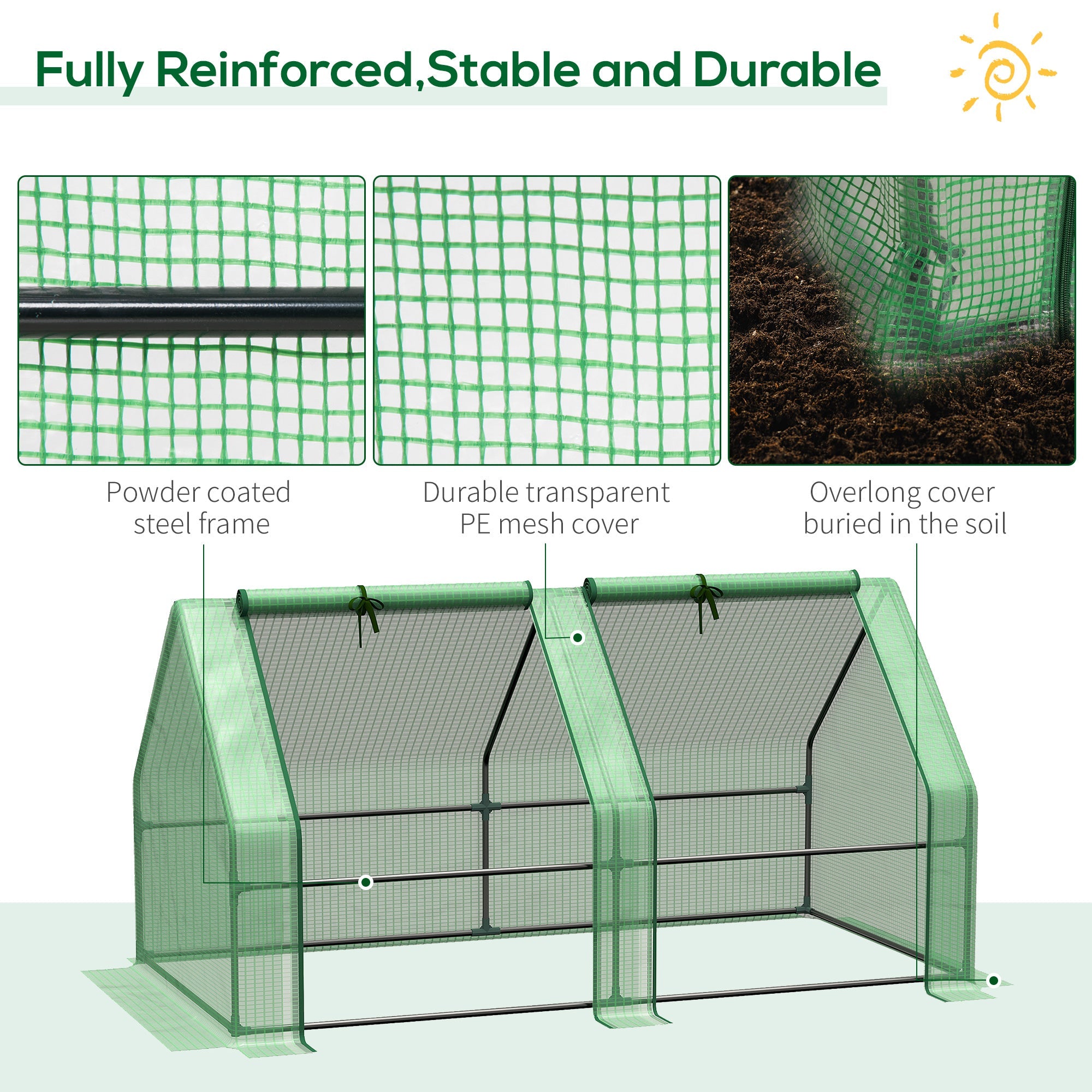 Outsunny Portable Tunnel Grow Pod: 6' x 3' x 3' with Zipper Doors UV PE Cover Outdoor Garden, Green