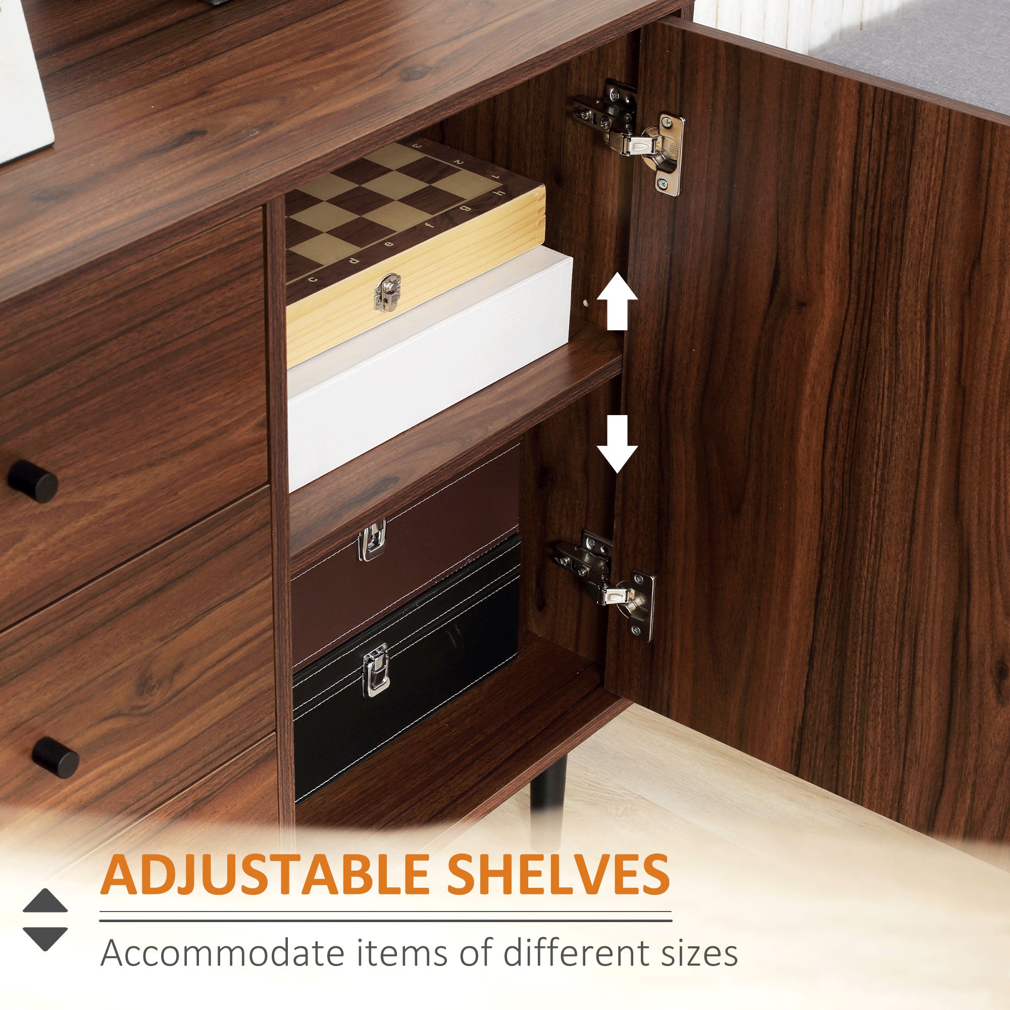 HOMCOM Rustic Brown Kitchen Storage Sideboard Buffet Cabinet with Cupboards Drawers Shelves for Dining Living Room