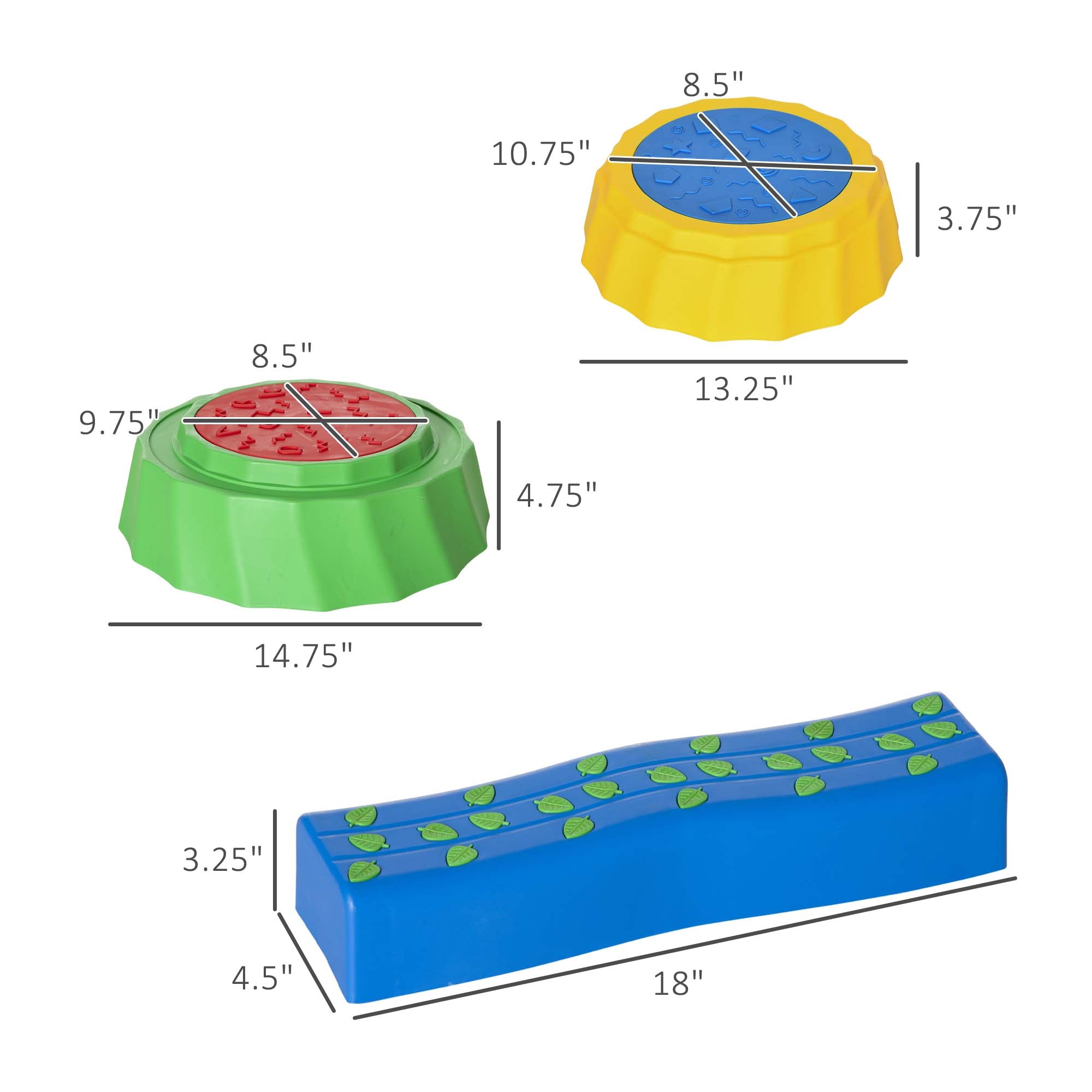 Outsunny Stepping Stones: 8pc Toddler Balance Beam Set, Non-slip Surface, Stackable Stepping Stones for Kids Sensory Play Equipment