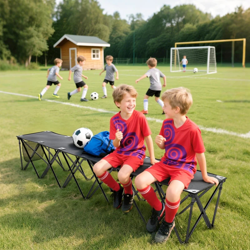 Portable 6-Seater Folding Camping Chair, Team Bench Chair with Carry Bag for Soccer Football Team, No Assembly