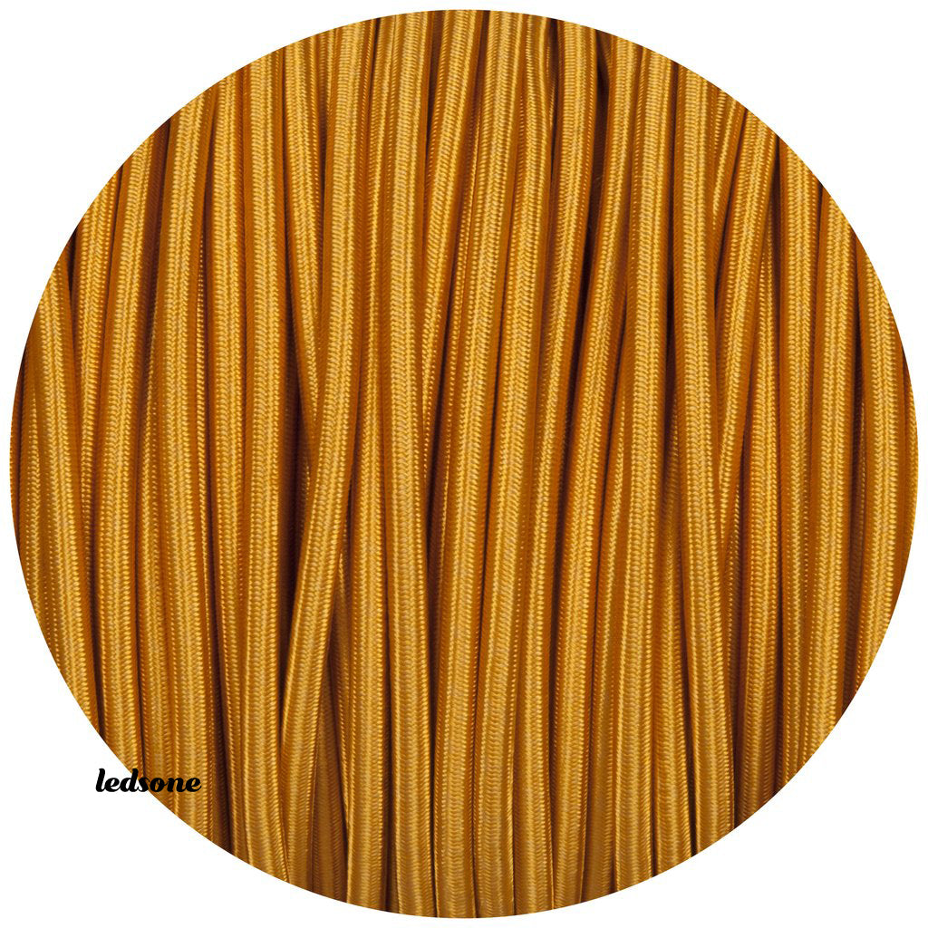 Industrial 2 core Round Febric Electric Cable Gold~1343